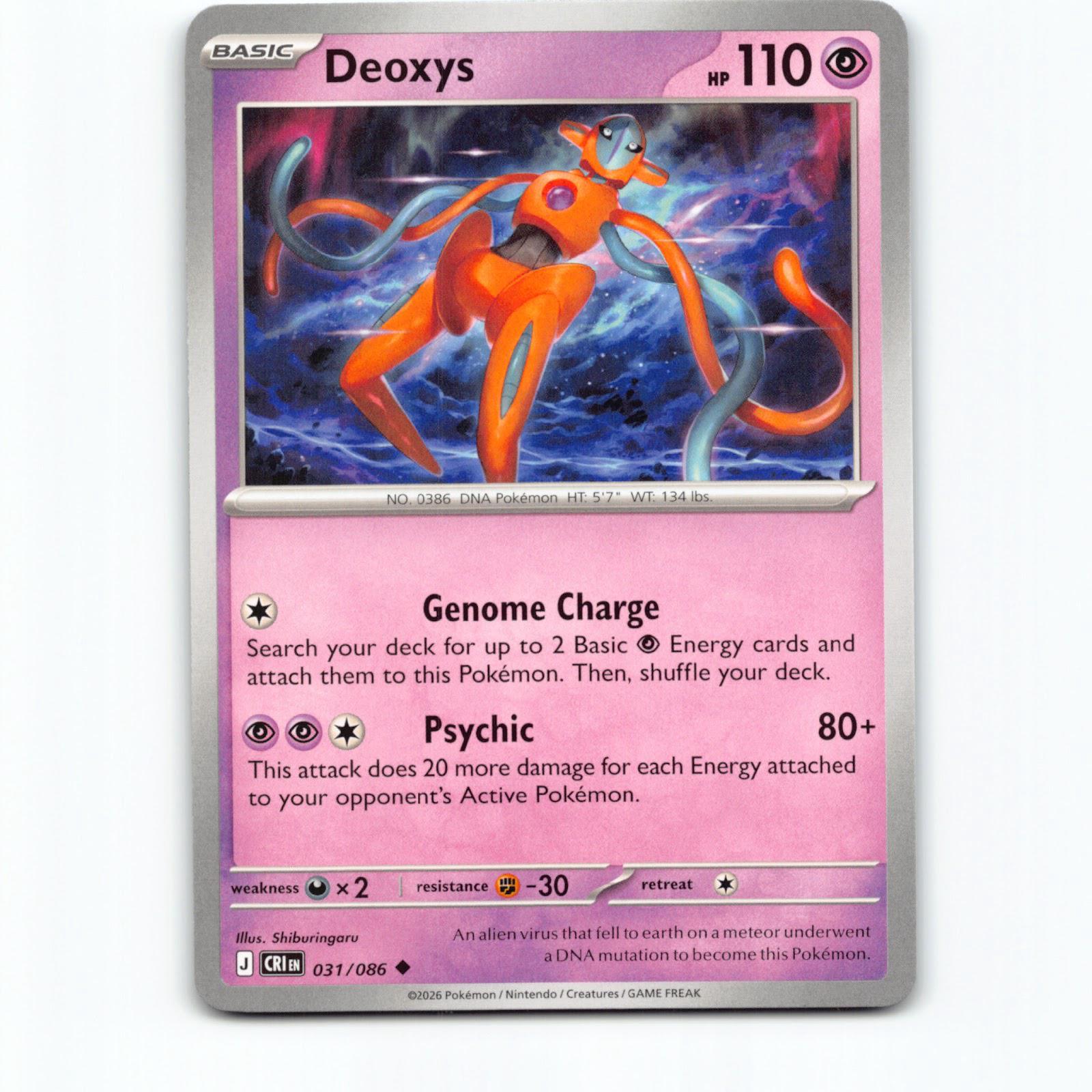 Deoxys 031/086 Pokémon CRI EN Chaos Rising Pokemon Kort Mega Evolution