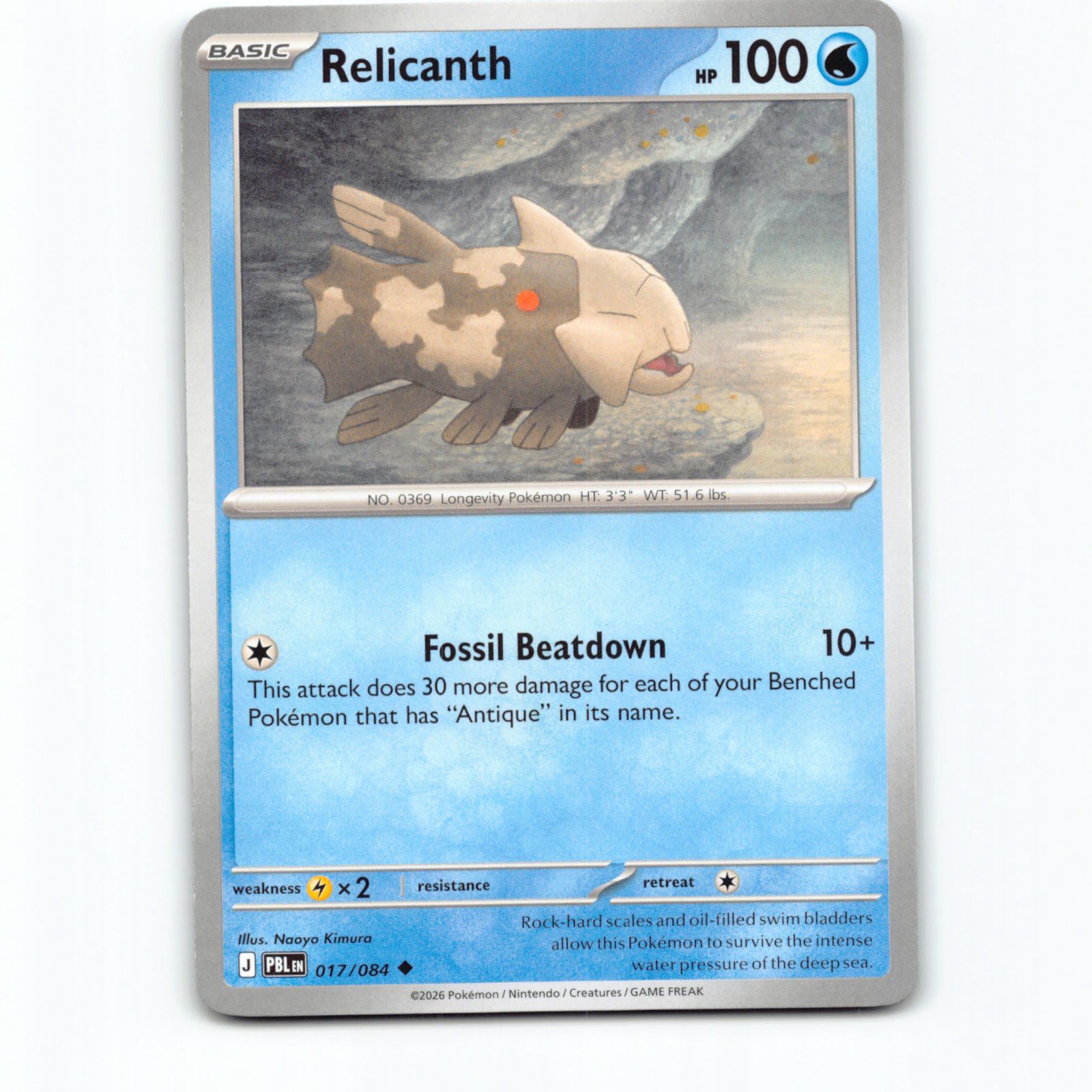 Relicanth 017/084 Pokémon PBL EN Pitch Black Pokemon Kort Mega Evolution