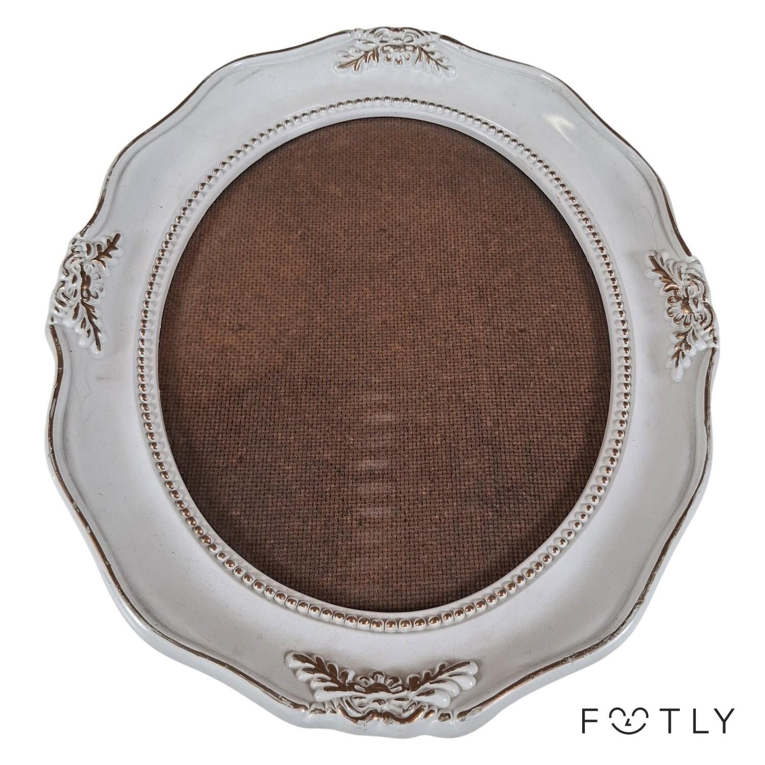 Oval Fotoram Vit Ornamental Ram Vintage Shabby Chic Foto Ram