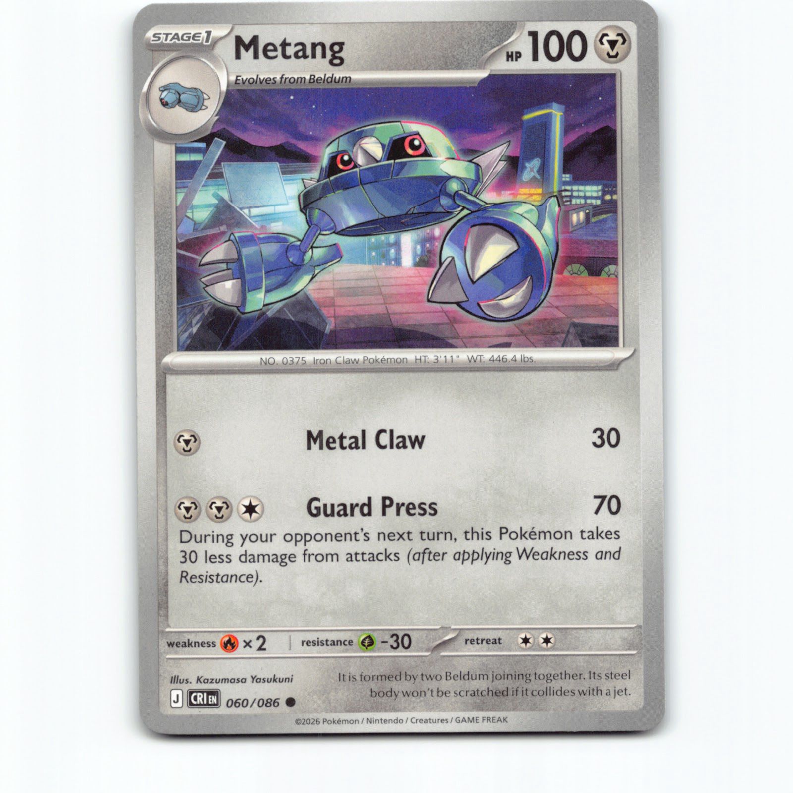 Pokémon Metang CRI EN 060/086 Pokemon Kort Chaos Rising Mega Evolution