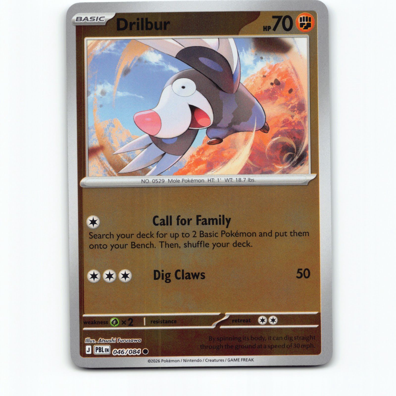 Drilbur 046/084 Pokémon Reverse Holo PBL EN Pitch Black Pokemon Kort Mega Evolut