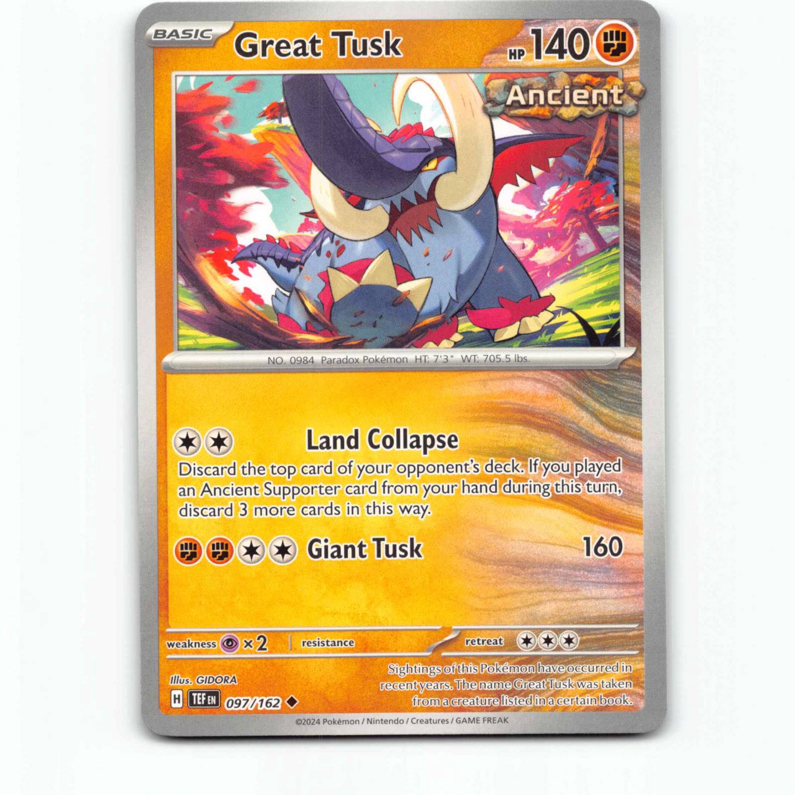 Great Tusk 097/162 Pokémon TEF EN Temporal Forces Pokemon Kort Scarlet & Violet
