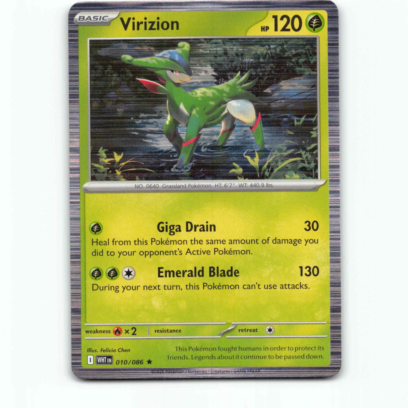 Virizion 010/086 Pokémon Holo WHT EN White Flare Pokemon Kort Scarlet & Violet