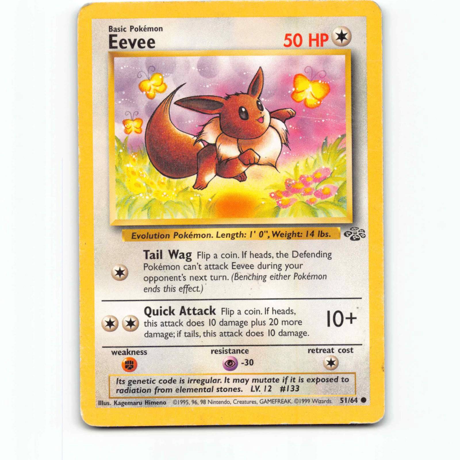 Eevee 51 Pokémon JU EN 51/64 Jungle Pokemon Kort Wizards of The Coast