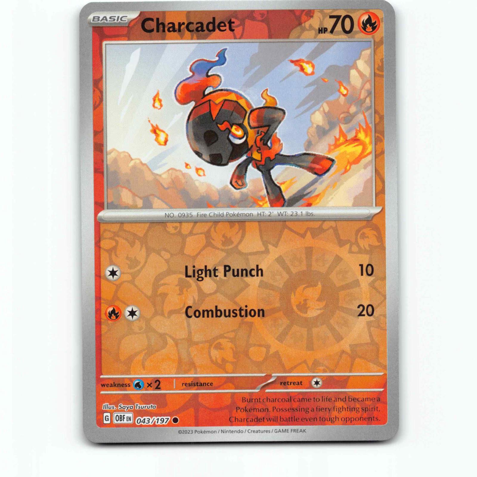 Charcadet 43 Reverse Holo Pokémon OBF EN 043/197 Obsidian Flames Pokemon Kort