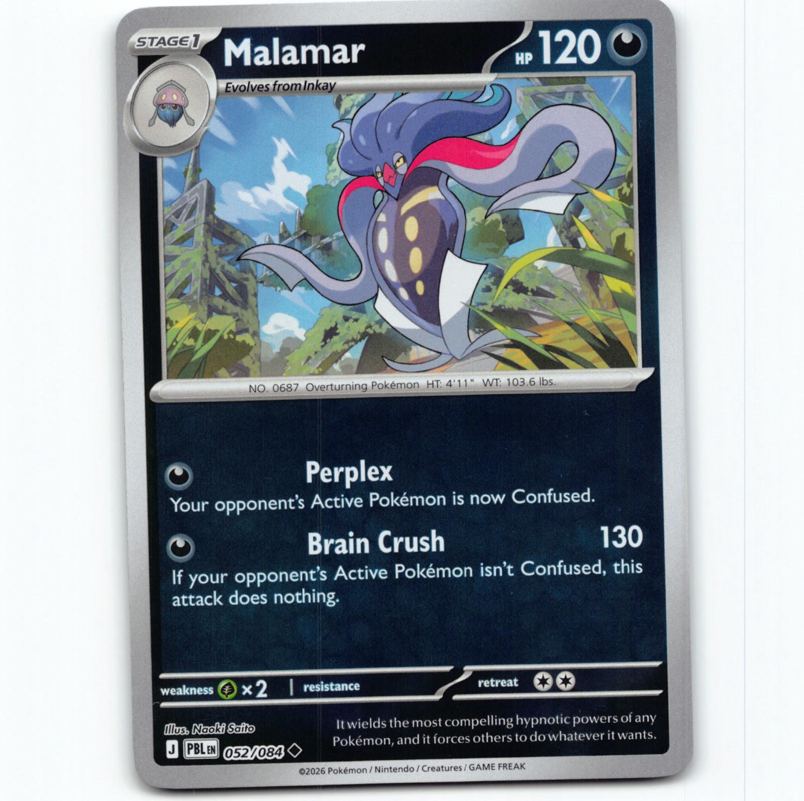 Pokémon Malamar PBL EN 052/084 Reverse Holo Pokemon Kort Pitch Black Mega