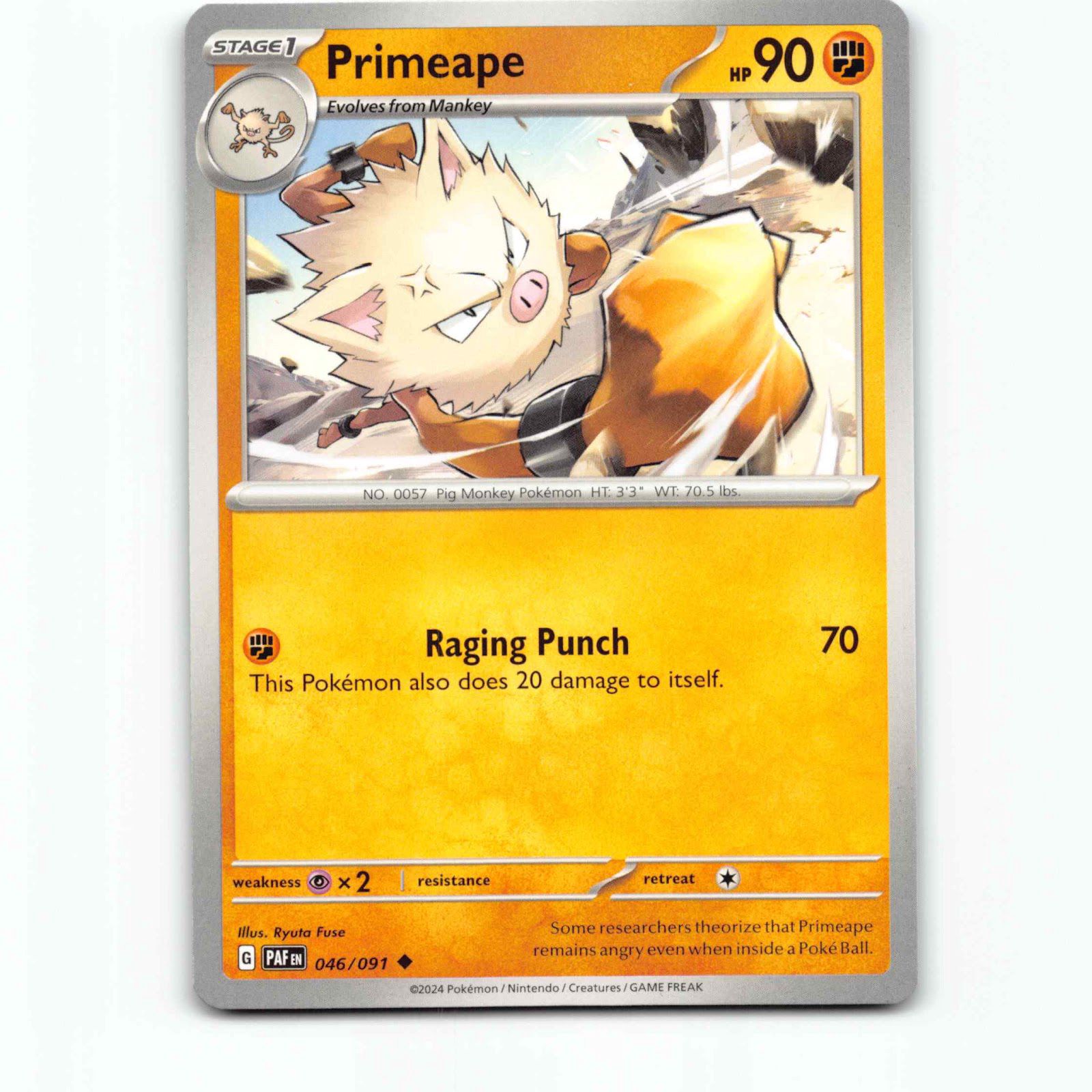 Primeape 46 Pokémon PAF EN 046/091 Paldean Fates Pokemon Kort Scarlet & Violet
