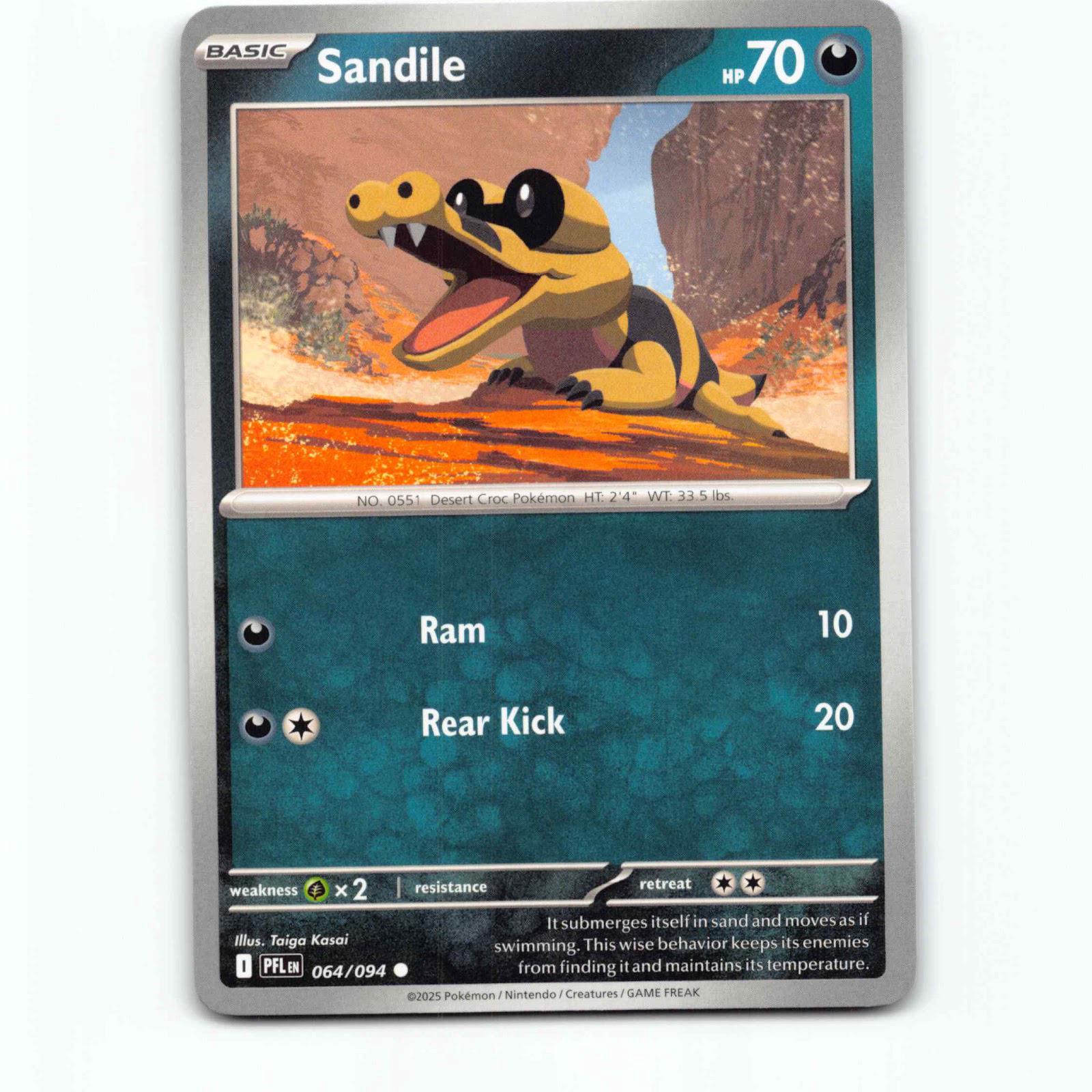 Sandile 064/094 Pokémon PFL EN Phantasmal Flames Pokemon Kort Mega Evolution