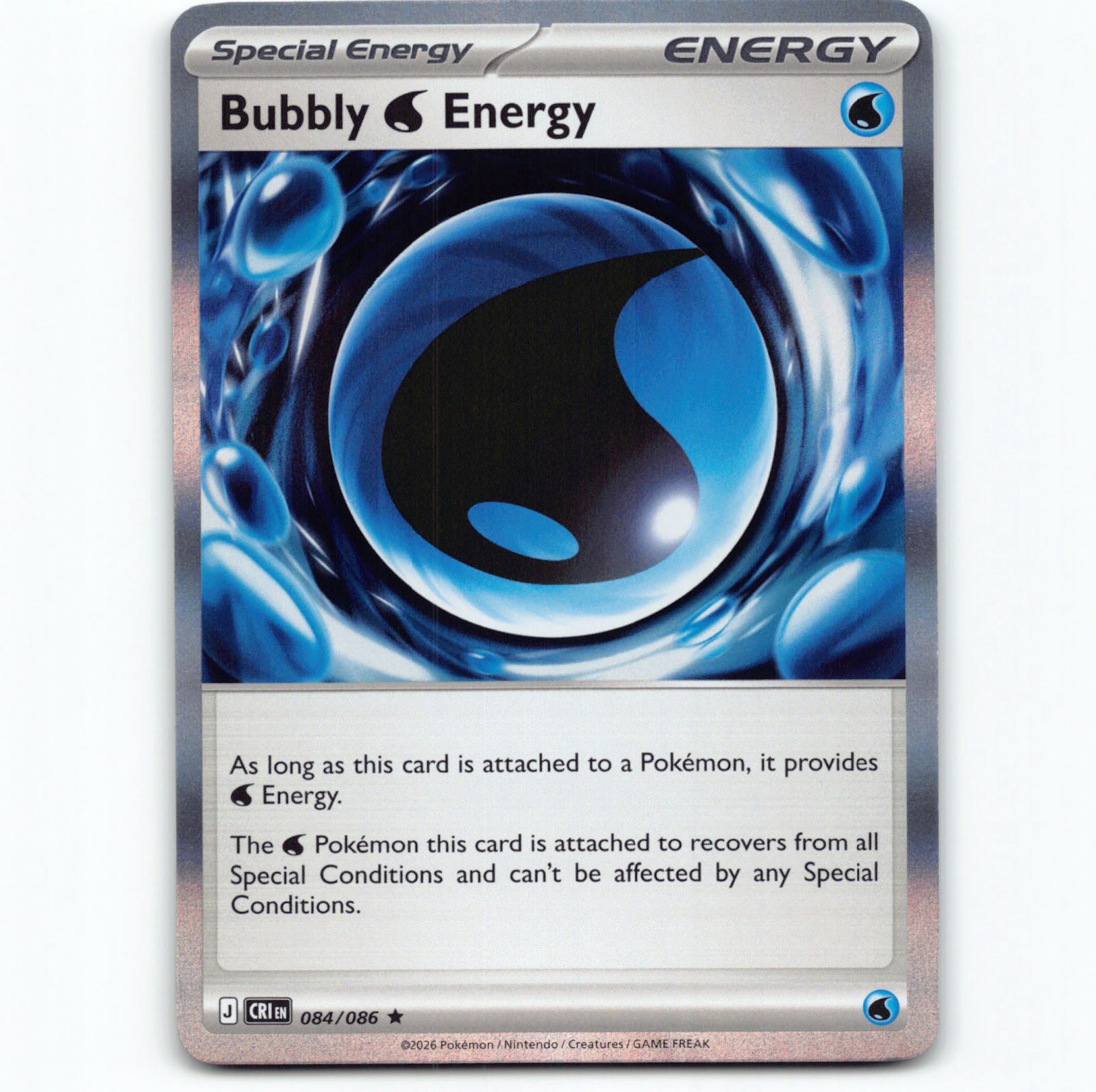 Pokémon Bubbly Water Energy CRI EN 084/086 Holo Pokemon Kort Chaos Rising Mega E