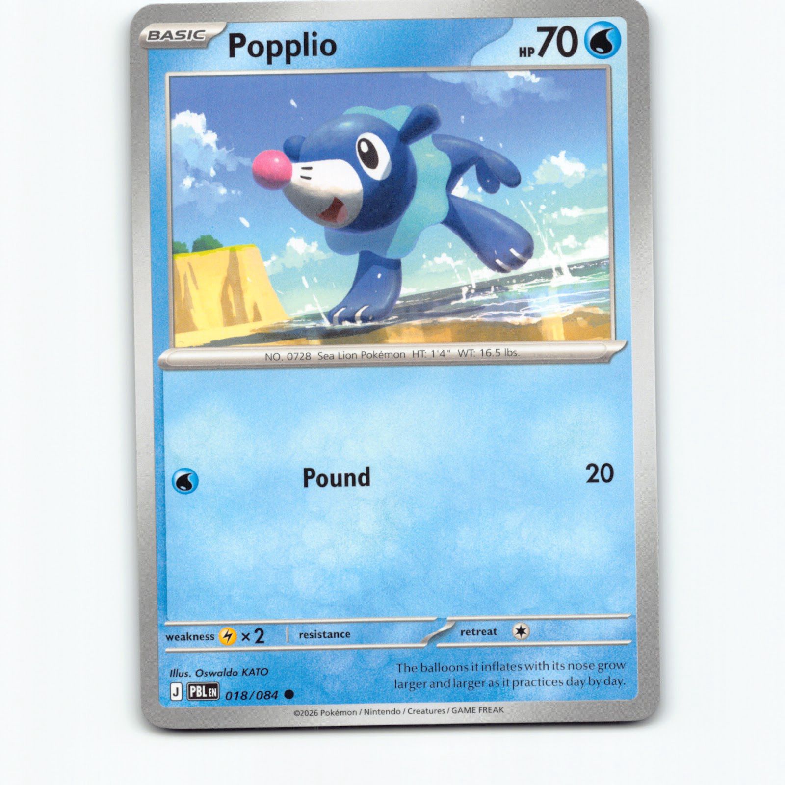 Popplio 018/084 Pokémon PBL EN Pitch Black Pokemon Kort Mega Evolution