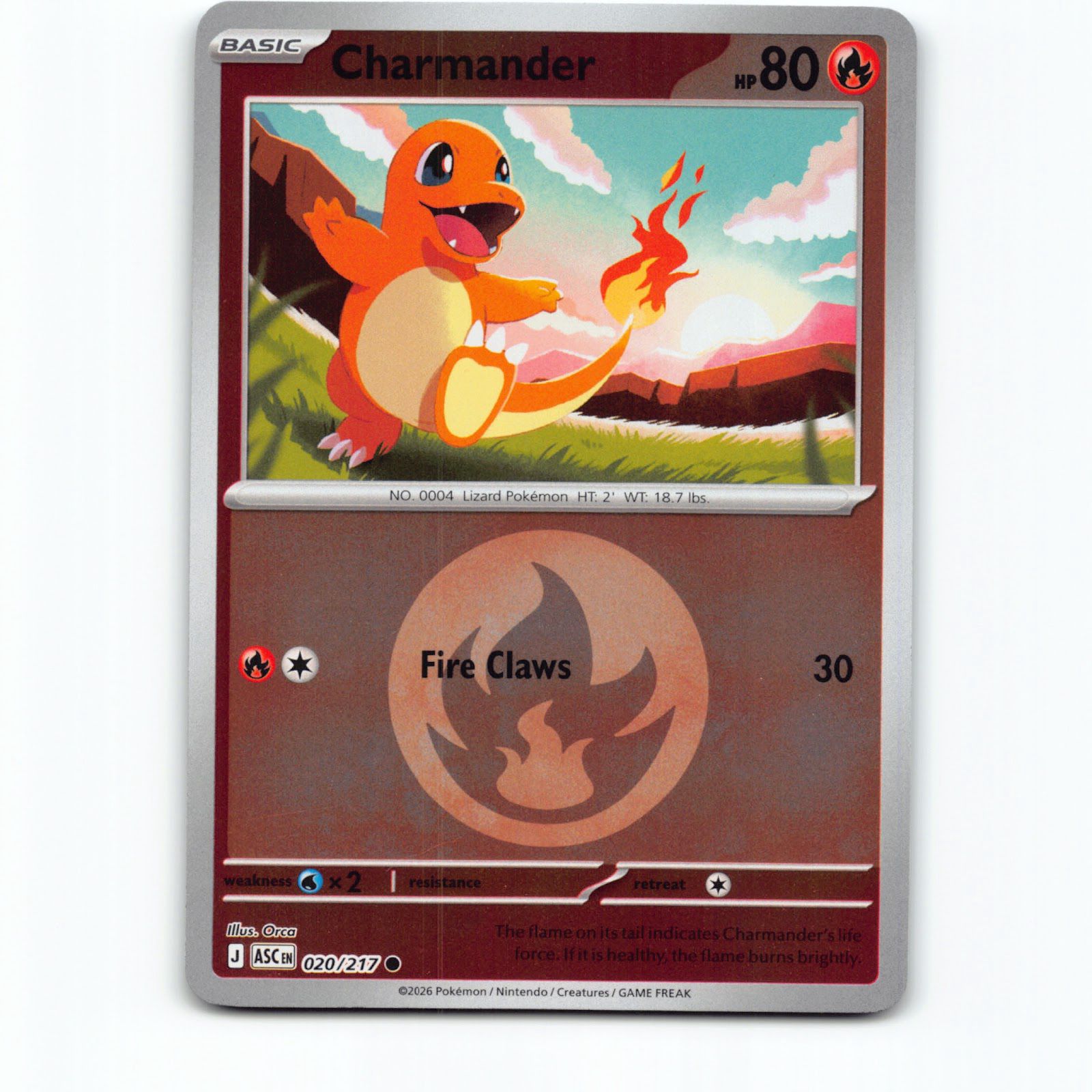 Charmander 020/217 Pokémon Reverse Holo ASC EN Ascended Heroes Pokemon Kort Mega