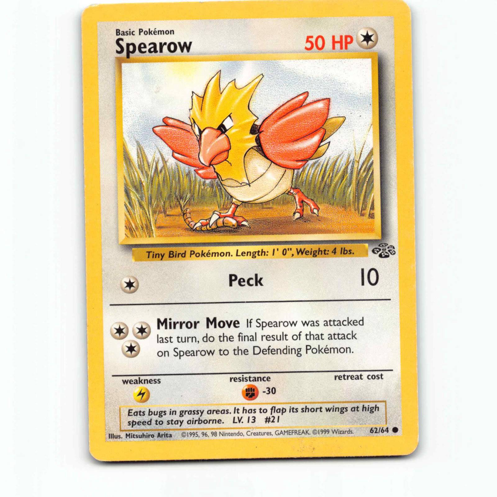 Spearow 62 Pokémon JU EN 62/64 Jungle Pokemon Kort Wizards of The Coast