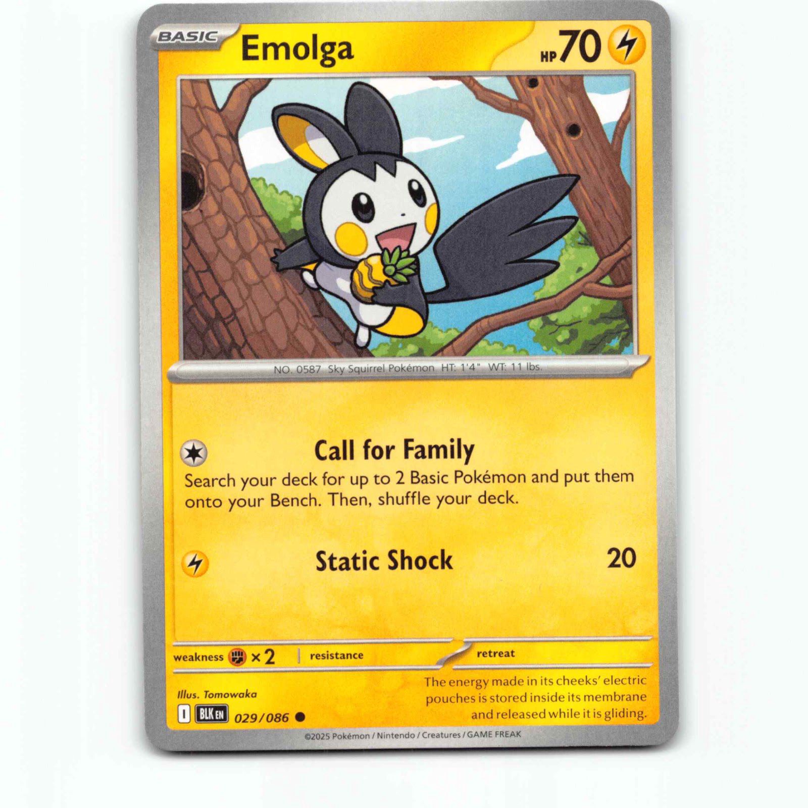 Emolga 029/086 Pokémon BLK EN Black Bolt Pokemon Kort Scarlet & Violet