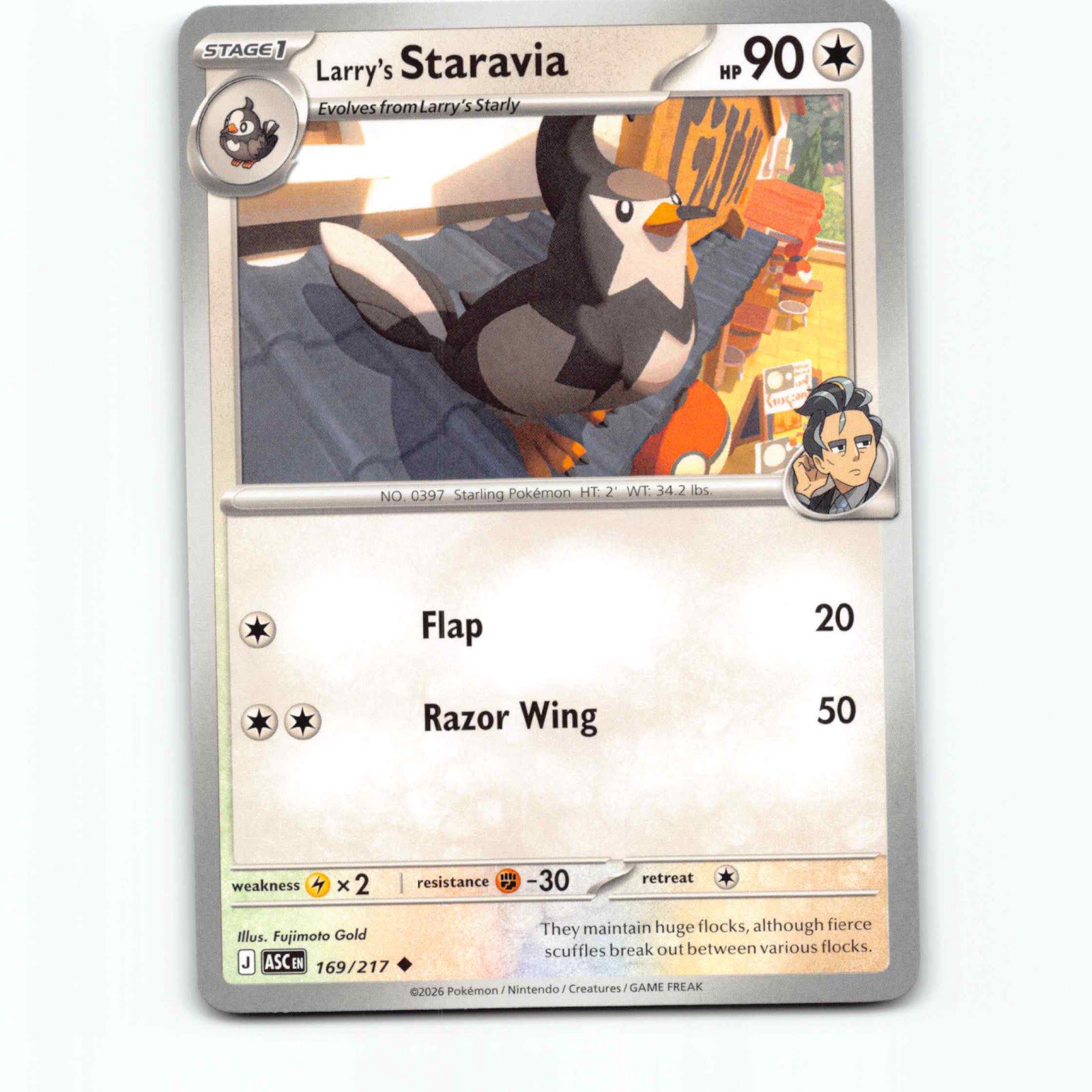 Larry's Staravia 169 Pokémon ASC EN 169/217 Ascended Heroes Pokemon Kort