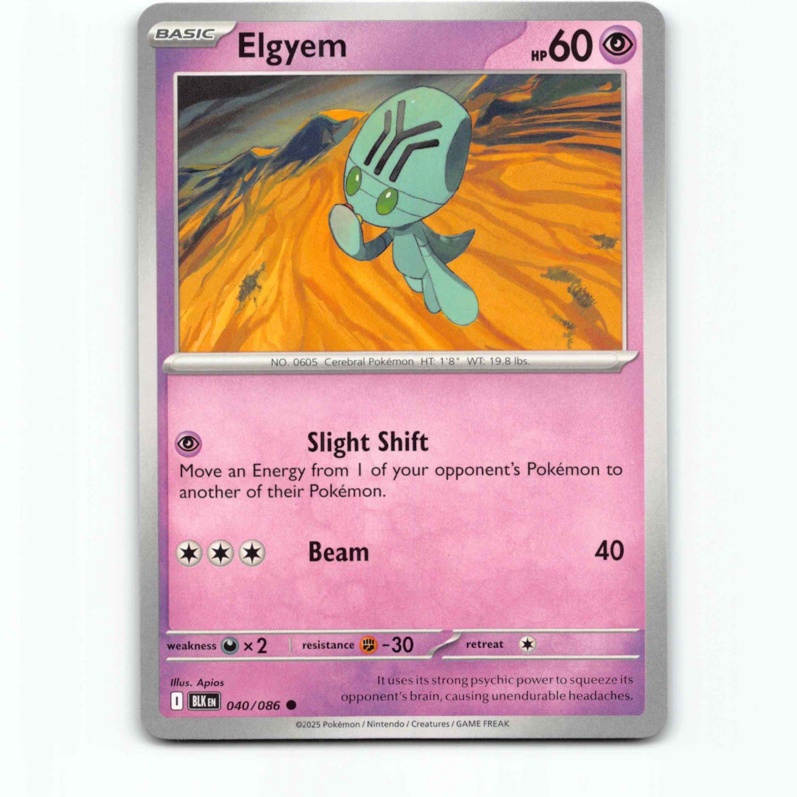 Elgyem 040/086 Pokémon BLK EN Black Bolt Pokemon Kort Scarlet & Violet