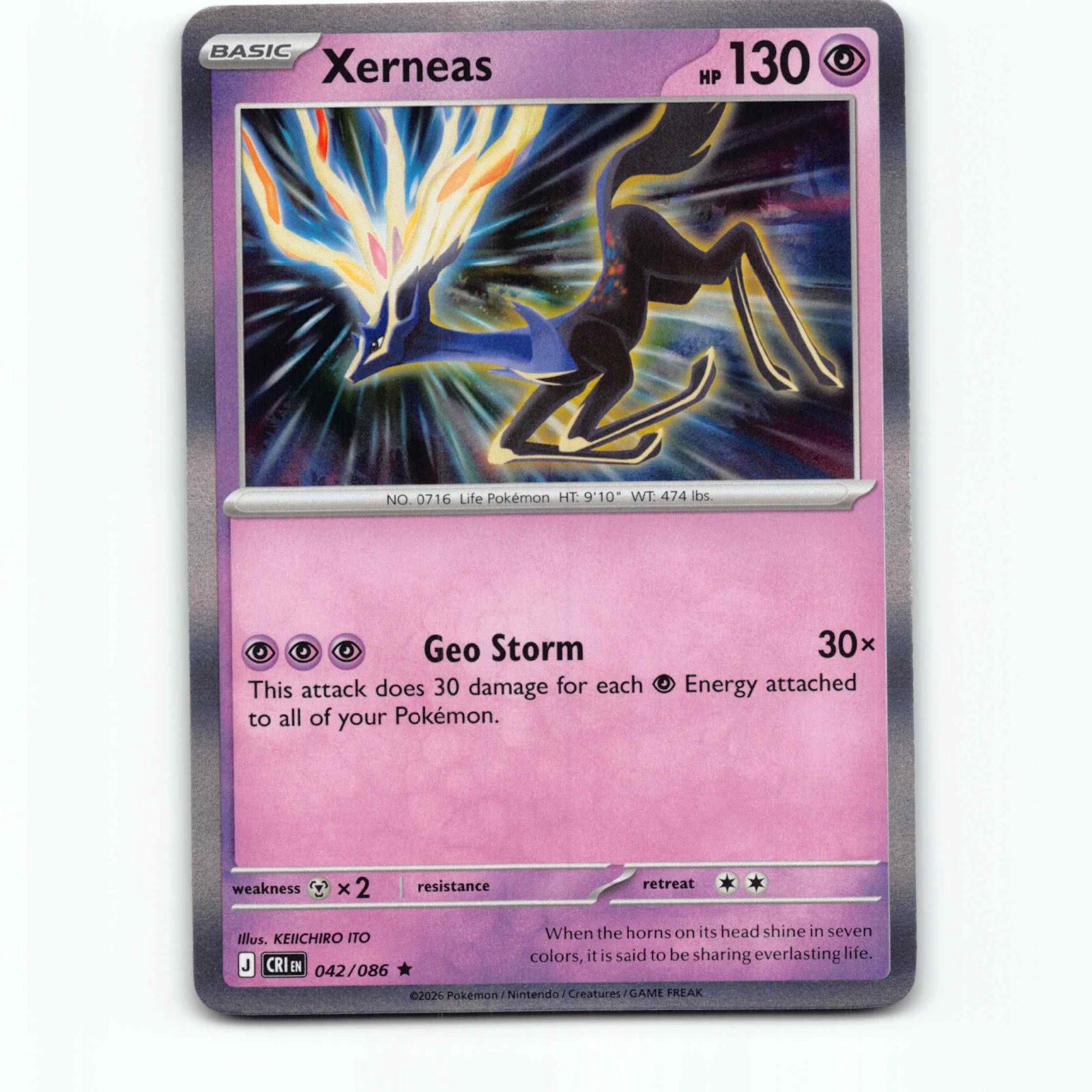 Xerneas 42 Holo Pokémon CRI EN 042/086 Chaos Rising Pokemon Kort Mega Evolution