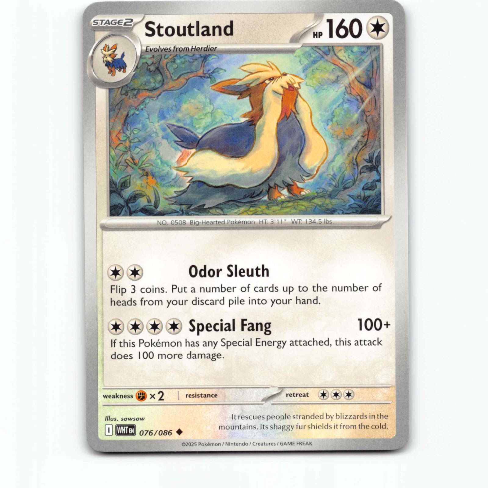 Stoutland 076/086 Pokémon WHT EN White Flare Pokemon Kort Scarlet & Violet