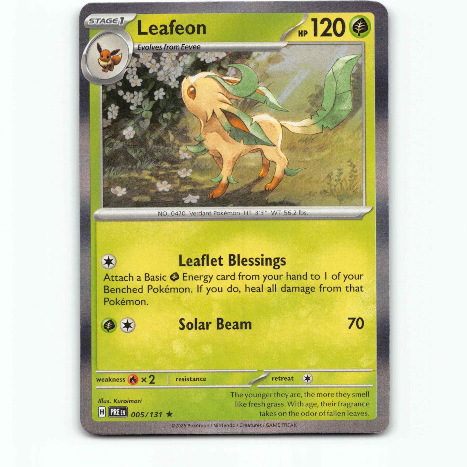 Leafeon 005/131 Pokémon Holo PRE EN Prismatic Evolutions Pokemon Kort Scarlet &