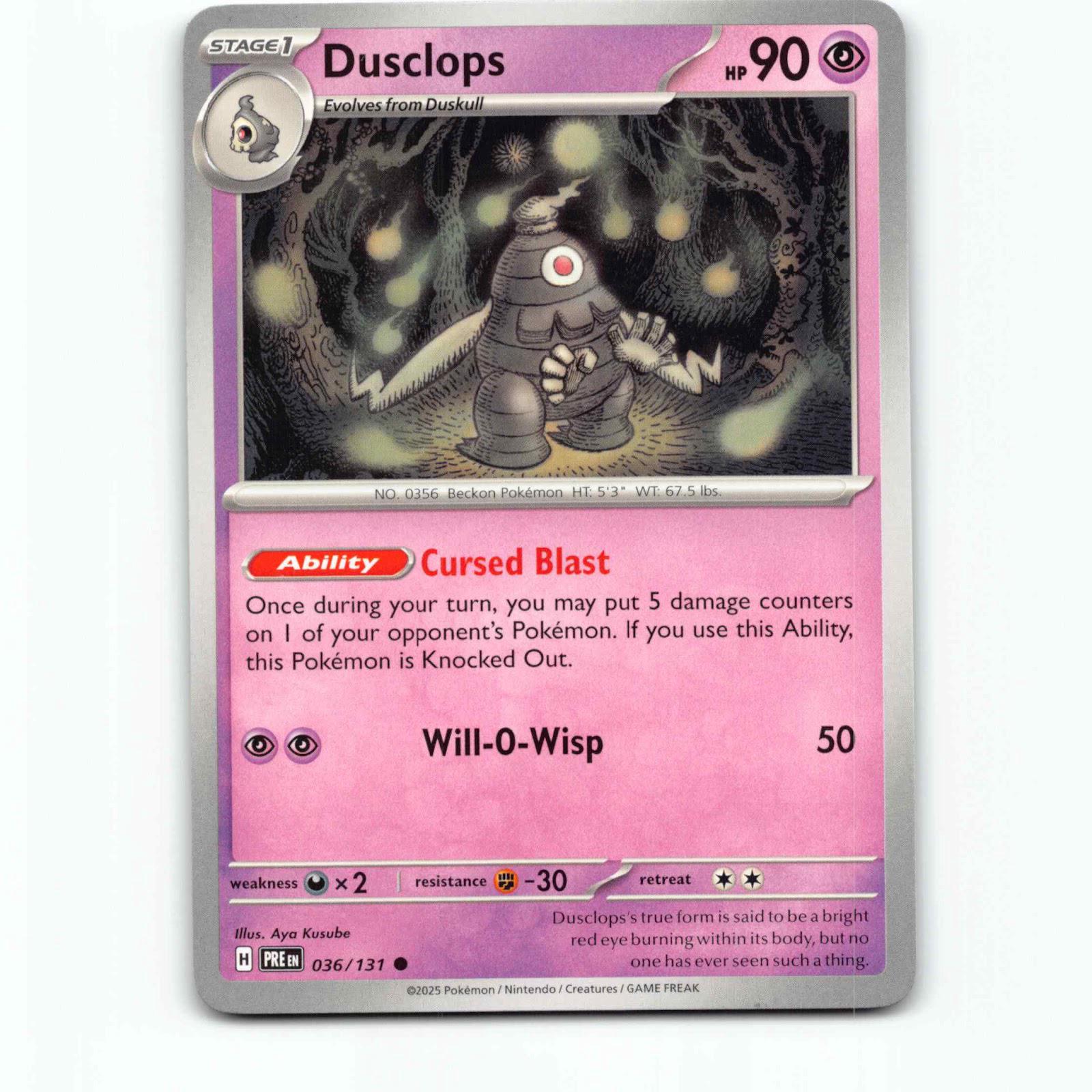 Dusclops 036/131 Pokémon PRE EN Prismatic Evolutions Pokemon Kort Scarlet & Viol