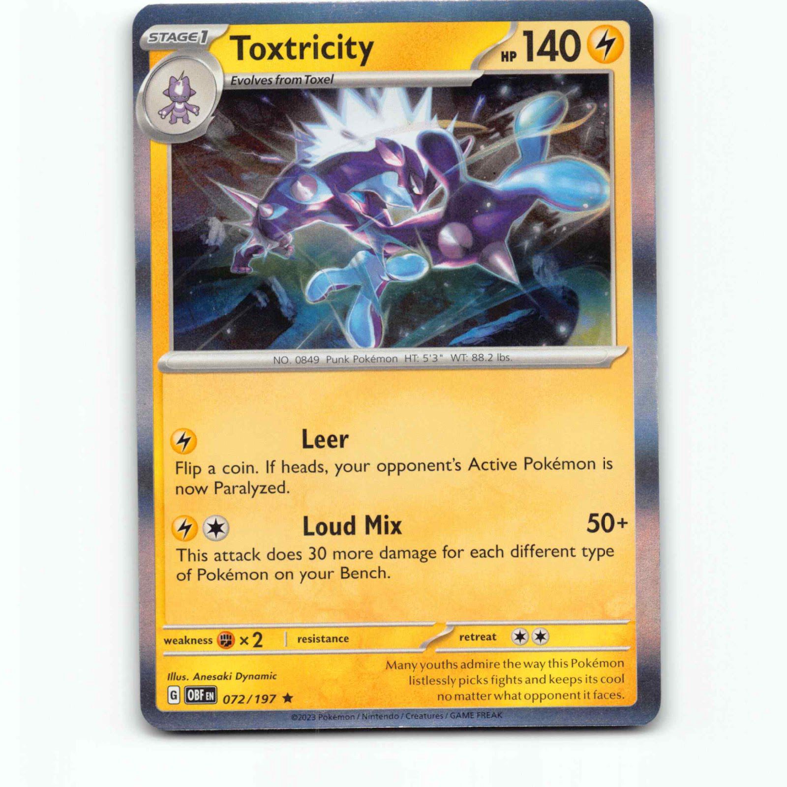 Toxtricity 72 Holo Pokémon OBF EN 072/197 Obsidian Flames Pokemon Kort