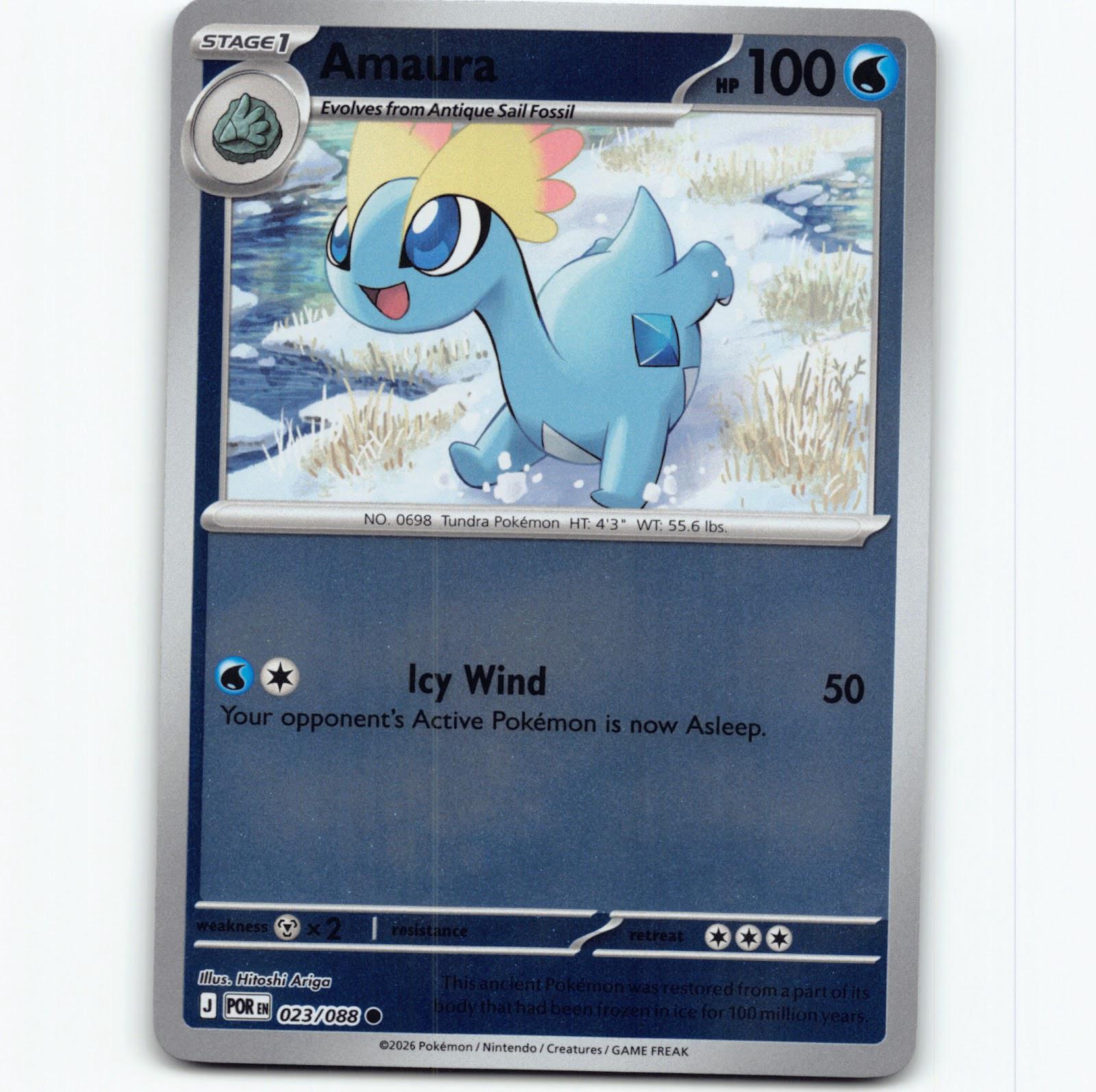 Pokémon Amaura POR EN 023/088 Reverse Holo Pokemon Kort Perfect Order Mega Evolu