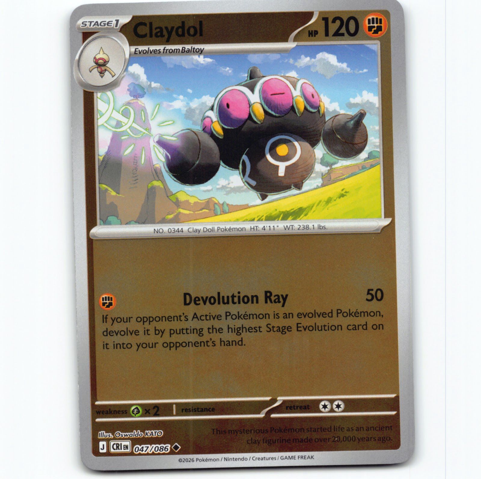 Pokémon Claydol CRI EN 047/086 Reverse Holo Pokemon Kort Chaos Rising Mega