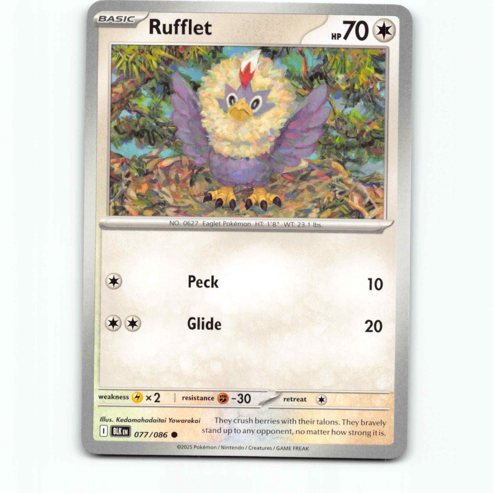 Rufflet 077/086 Pokémon BLK EN Black Bolt Pokemon Kort Scarlet & Violet