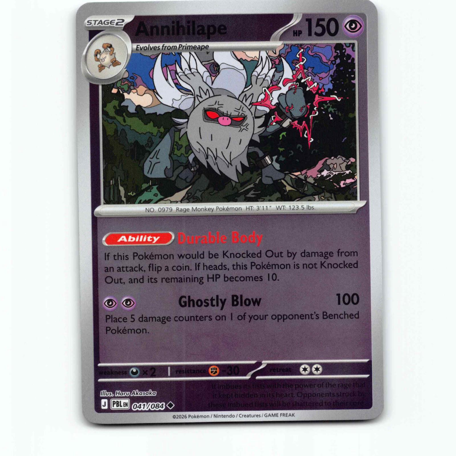 Annihilape 041/084 Pokémon Reverse Holo PBL EN Pitch Black Pokemon Kort Mega Evo