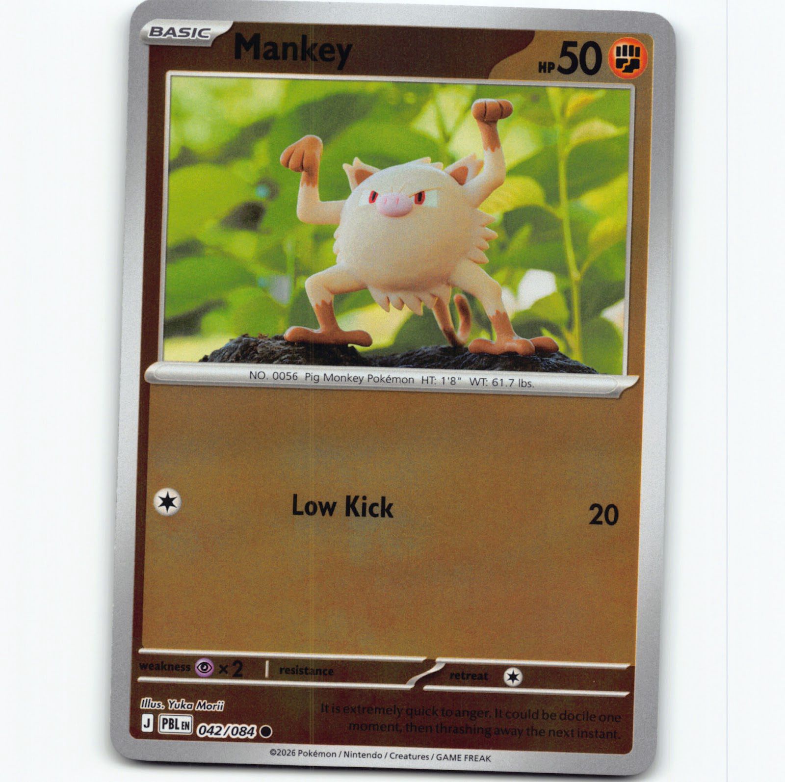 Pokémon Mankey PBL EN 042/084 Reverse Holo Pokemon Kort Pitch Black Mega Evoluti
