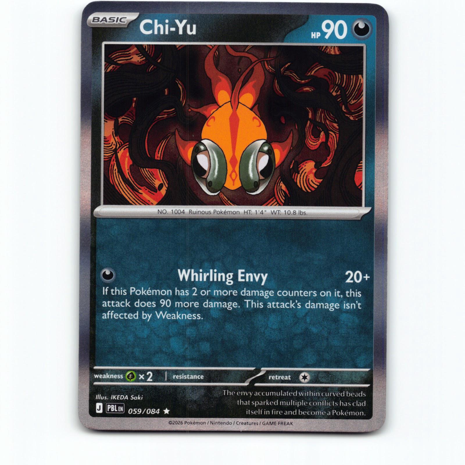 Chi-Yu 059/084 Pokémon Reverse Holo PBL EN Pitch Black Pokemon Kort Mega Evoluti