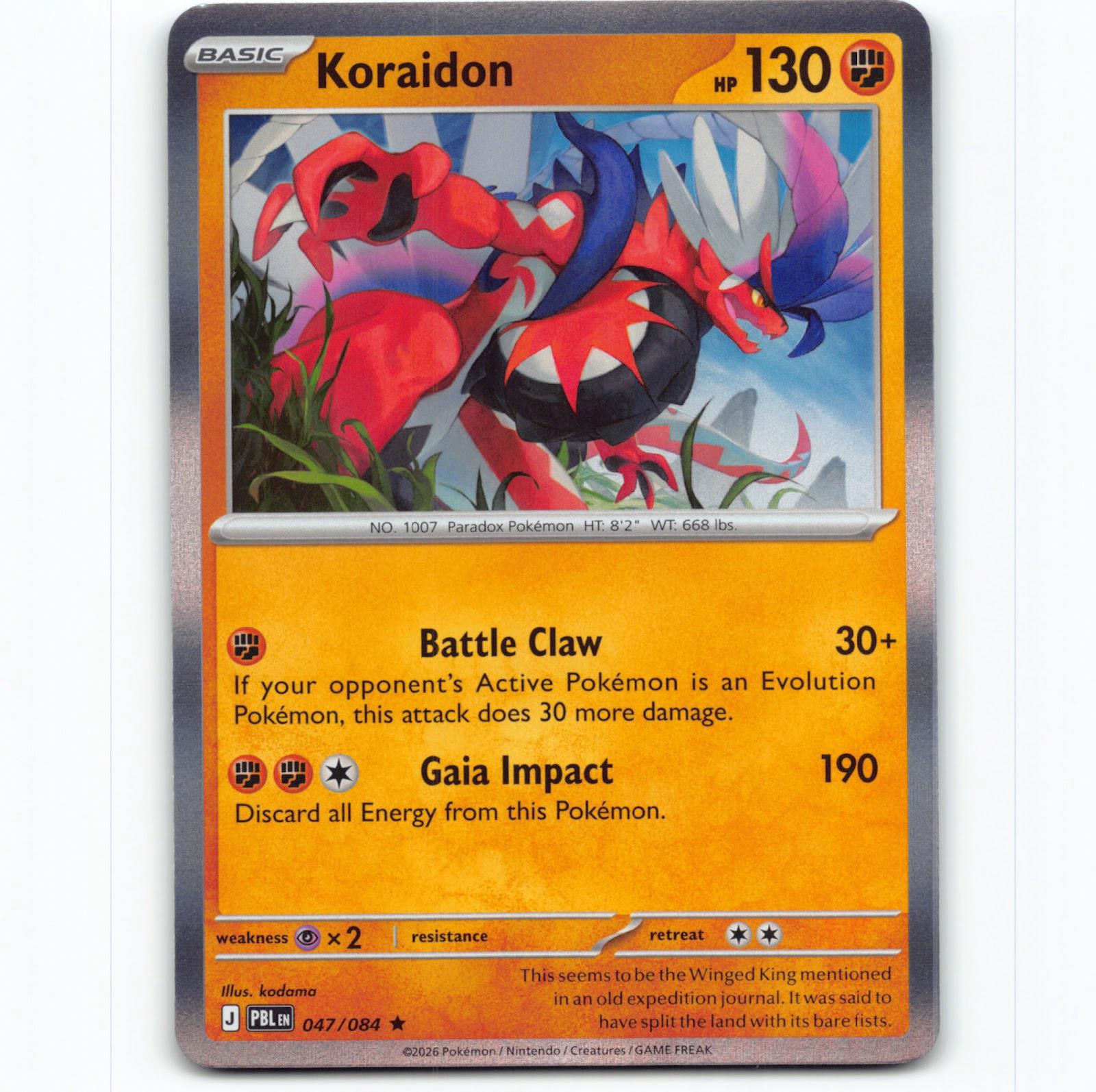 Pokémon Koraidon PBL EN 047/084 Holo Pokemon Kort Pitch Black Mega Evolu