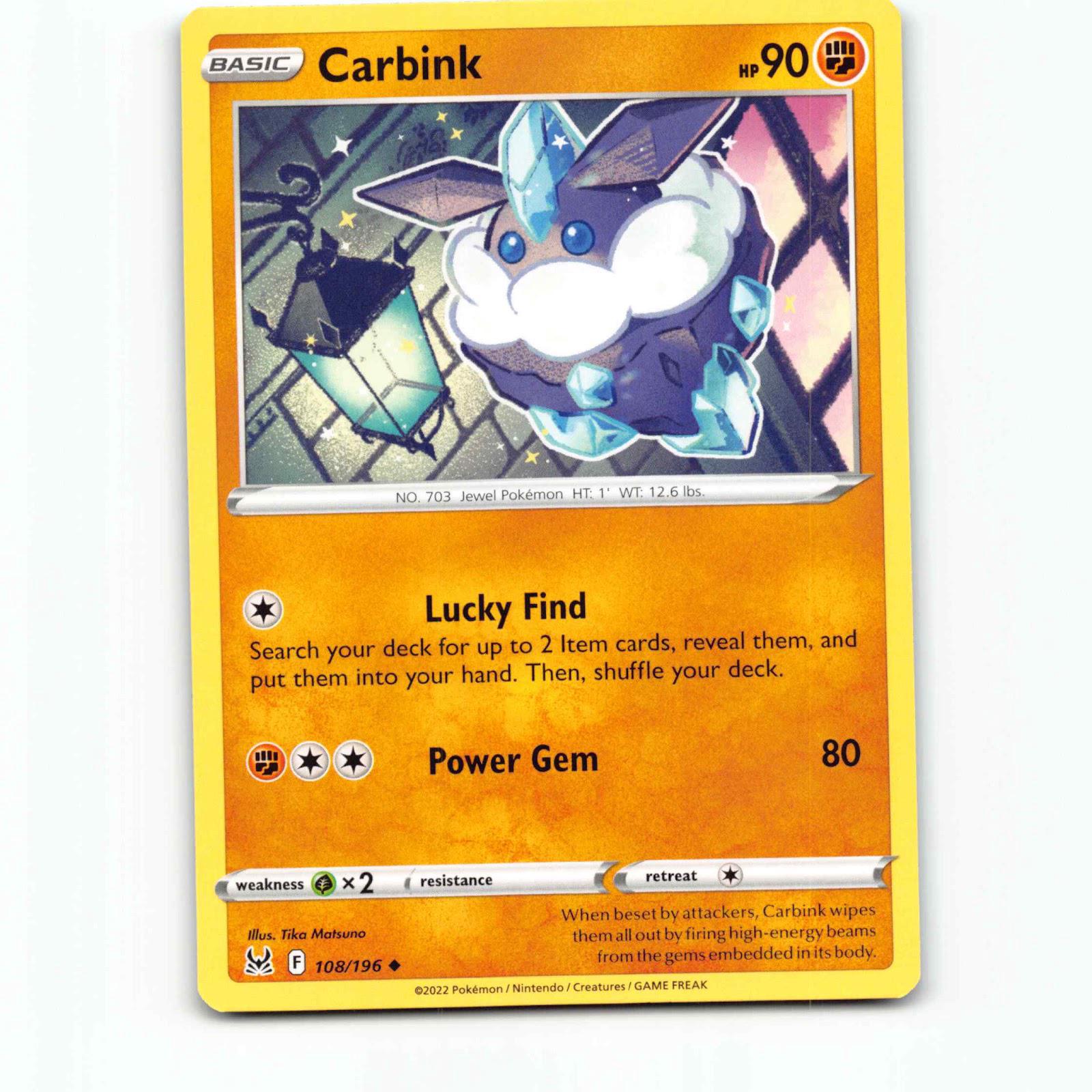 Carbink 108 Pokémon LOR EN 108/196 Lost Origin Pokemon Kort Sword & Shield