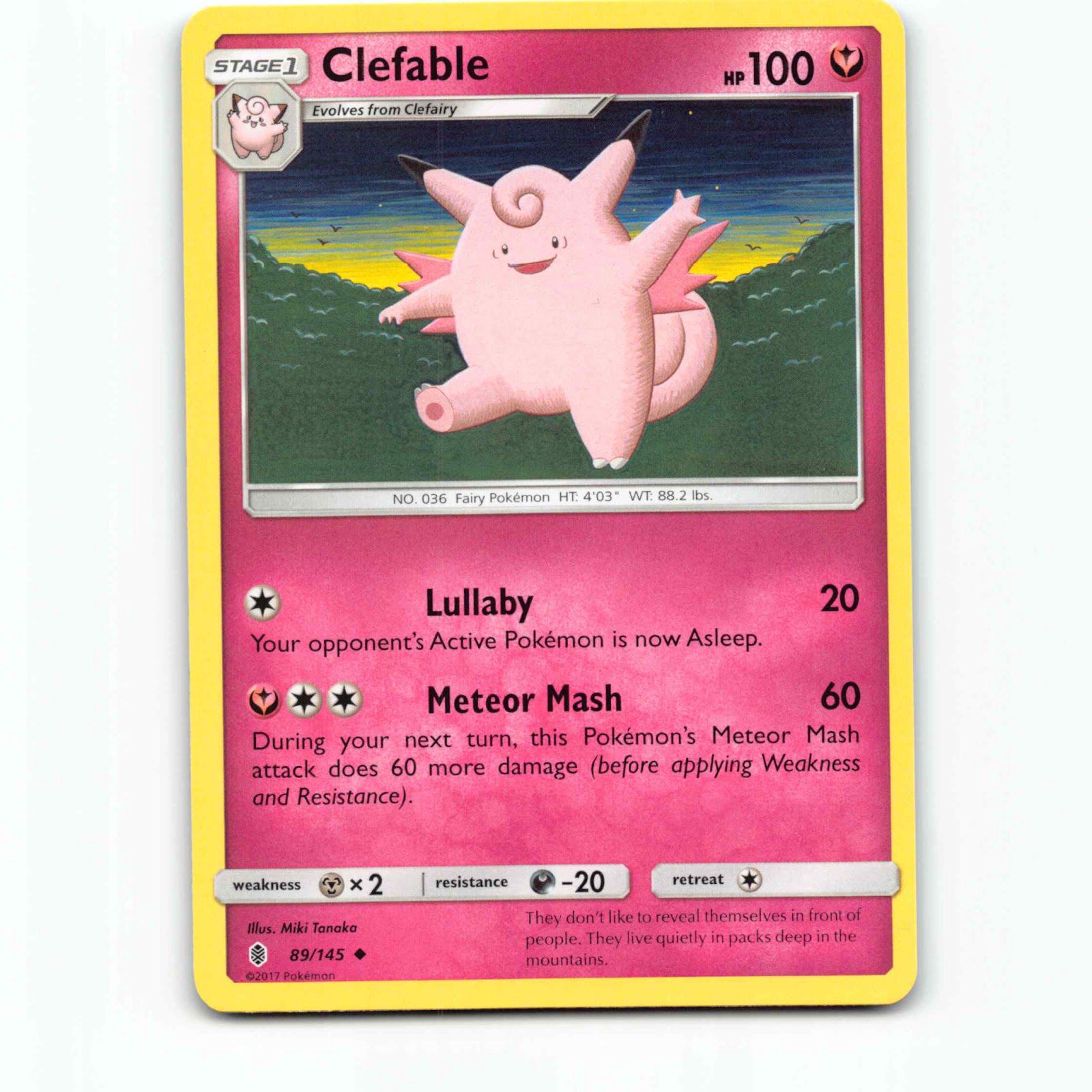 Clefable 89/145 Pokémon GRI EN Guardians Rising Pokemon Kort Sun & Moon