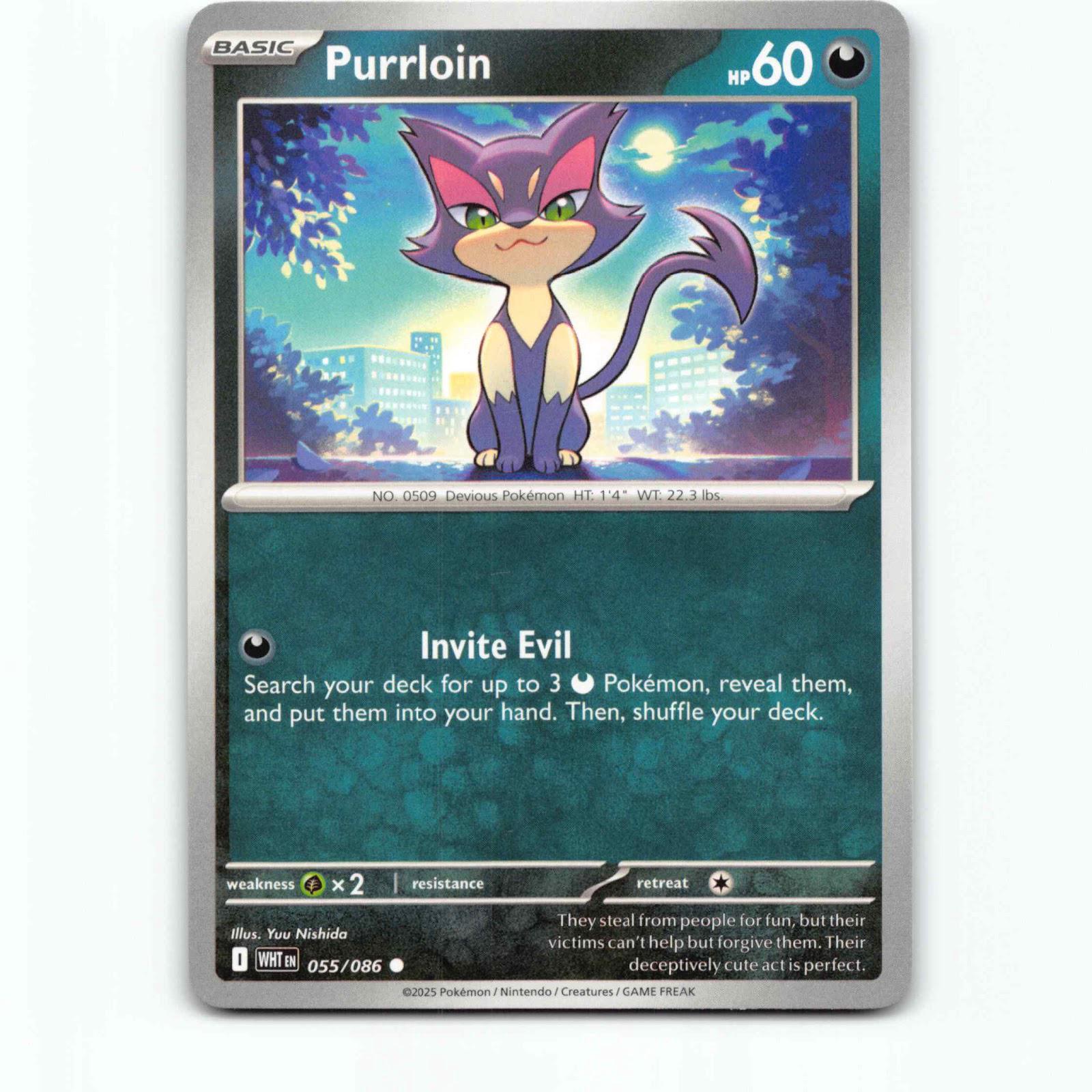 Purrloin 055/086 Pokémon WHT EN White Flare Pokemon Kort Scarlet & Violet