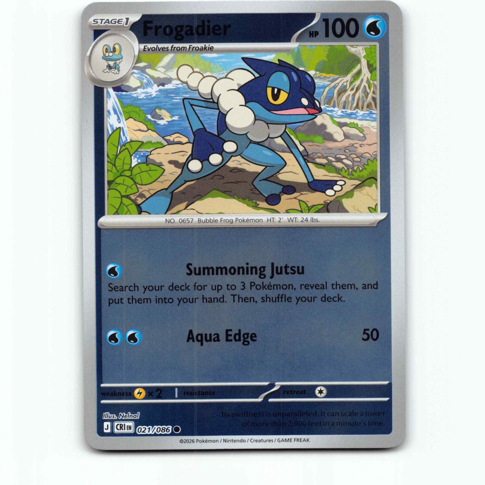 Frogadier 21 Reverse Holo Pokémon CRI EN 021/086 Chaos Rising Pokemon Kort