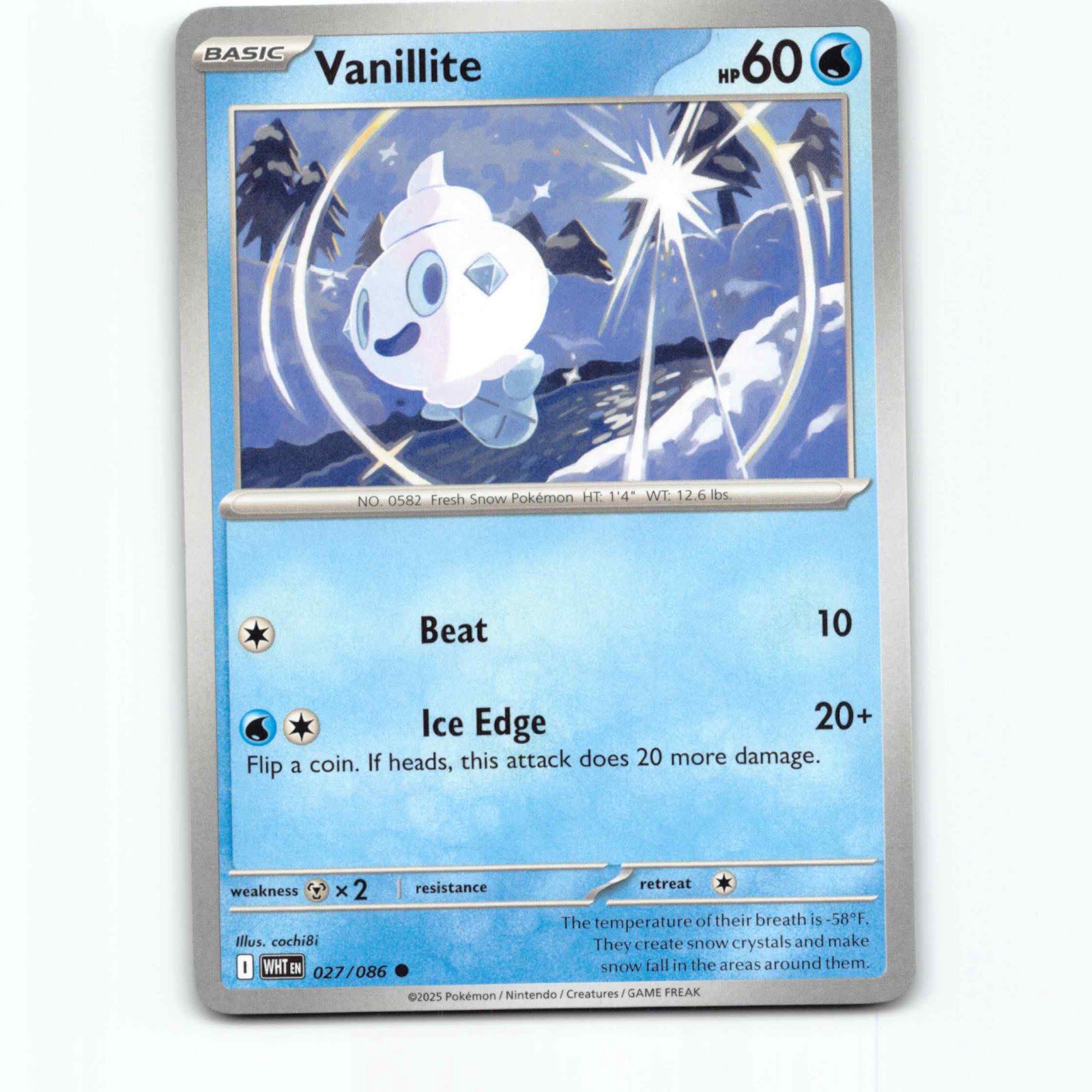 Vanillite 027/086 Pokémon WHT EN White Flare Pokemon Kort Scarlet & Violet