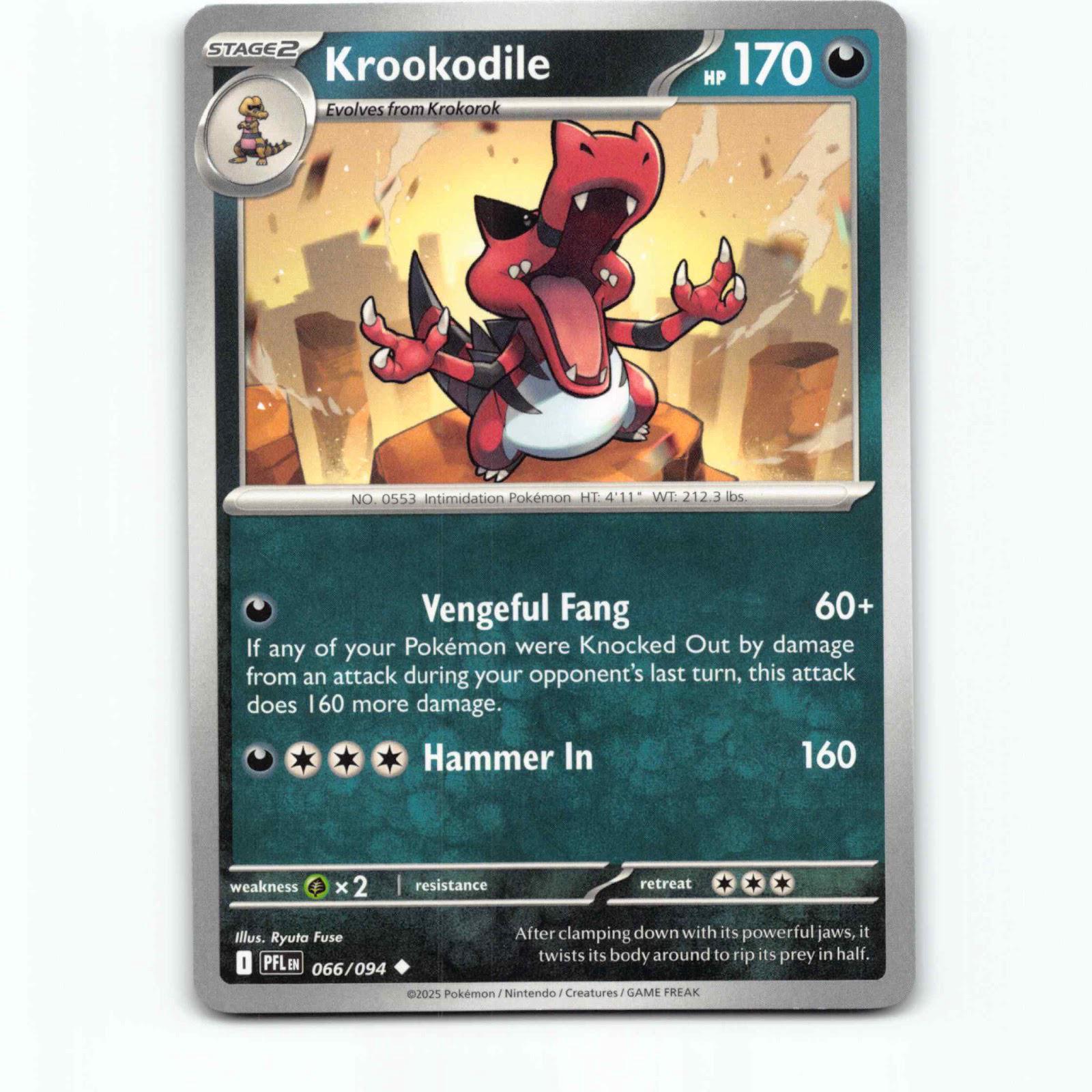 Krookodile 066/094 Pokémon PFL EN Phantasmal Flames Pokemon Kort Mega Evolution