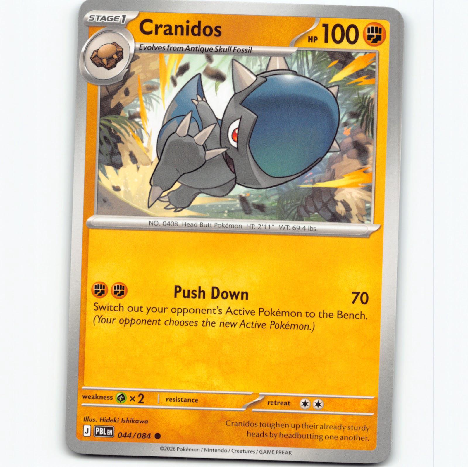 Pokémon Cranidos PBL EN 044/084 Pokemon Kort Pitch Black Mega Evolution