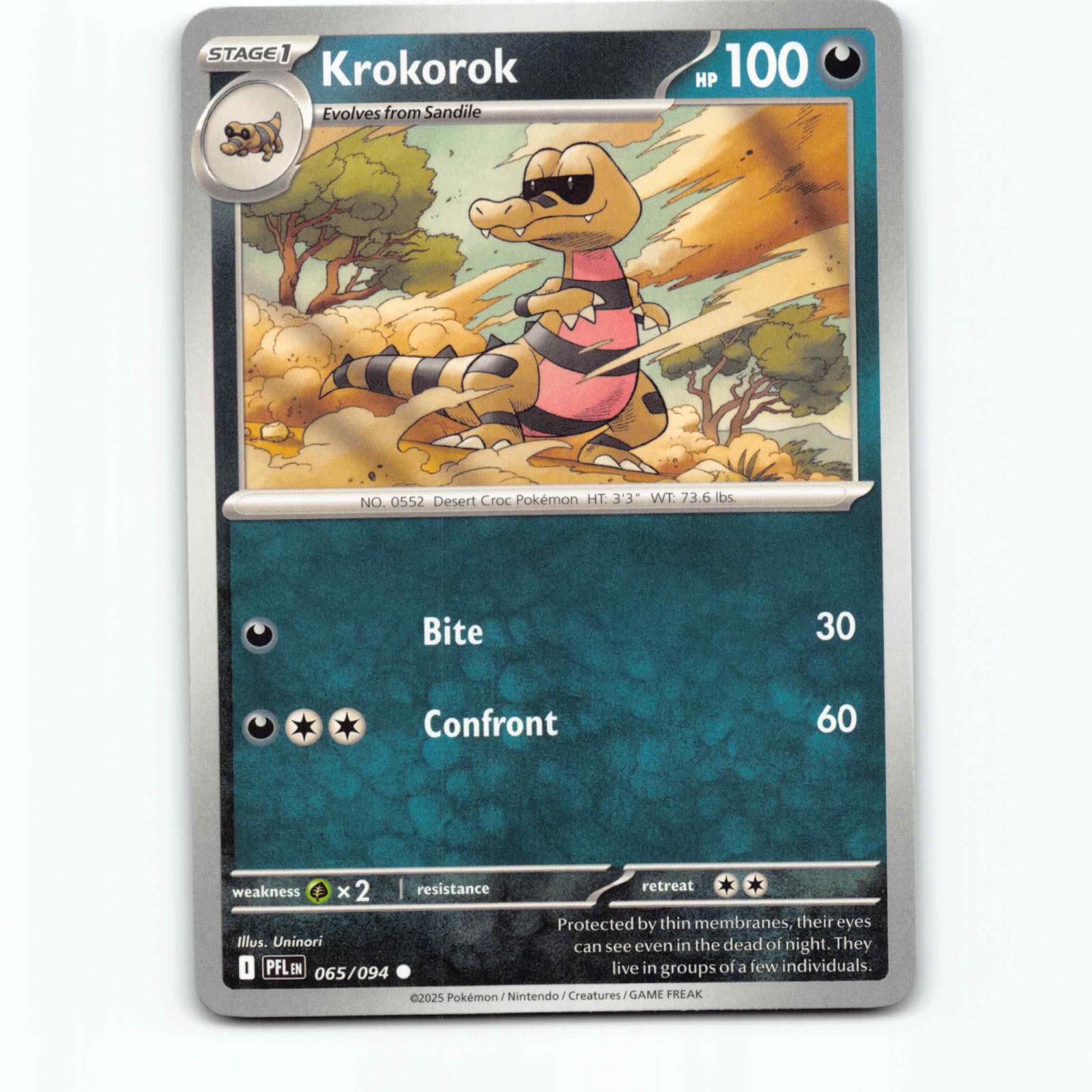 Krokorok 065/094 Pokémon PFL EN Phantasmal Flames Pokemon Kort Mega Evolution