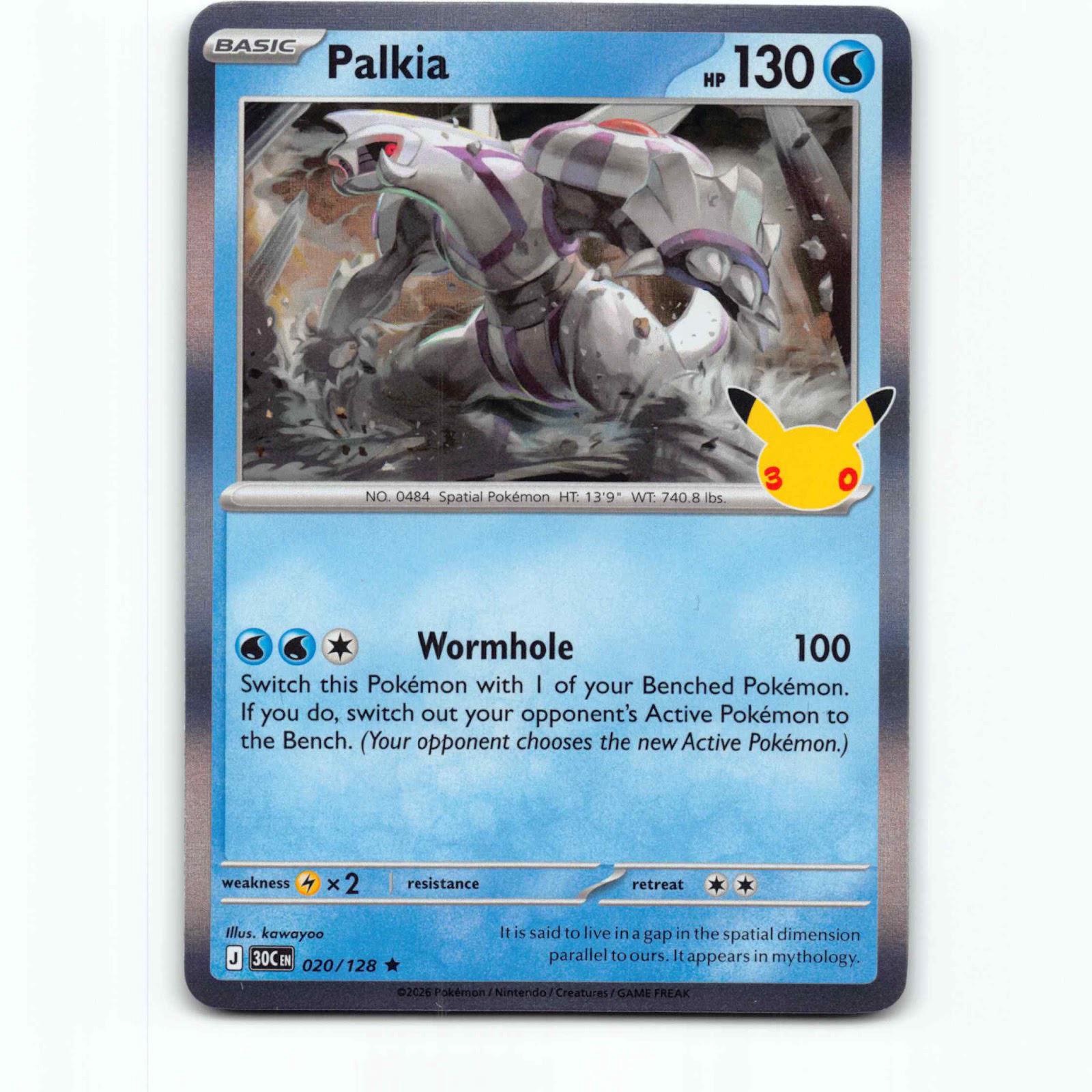 Palkia 20 Holo Pokémon 30C EN 020/128 30th Celebration Pokemon Kort