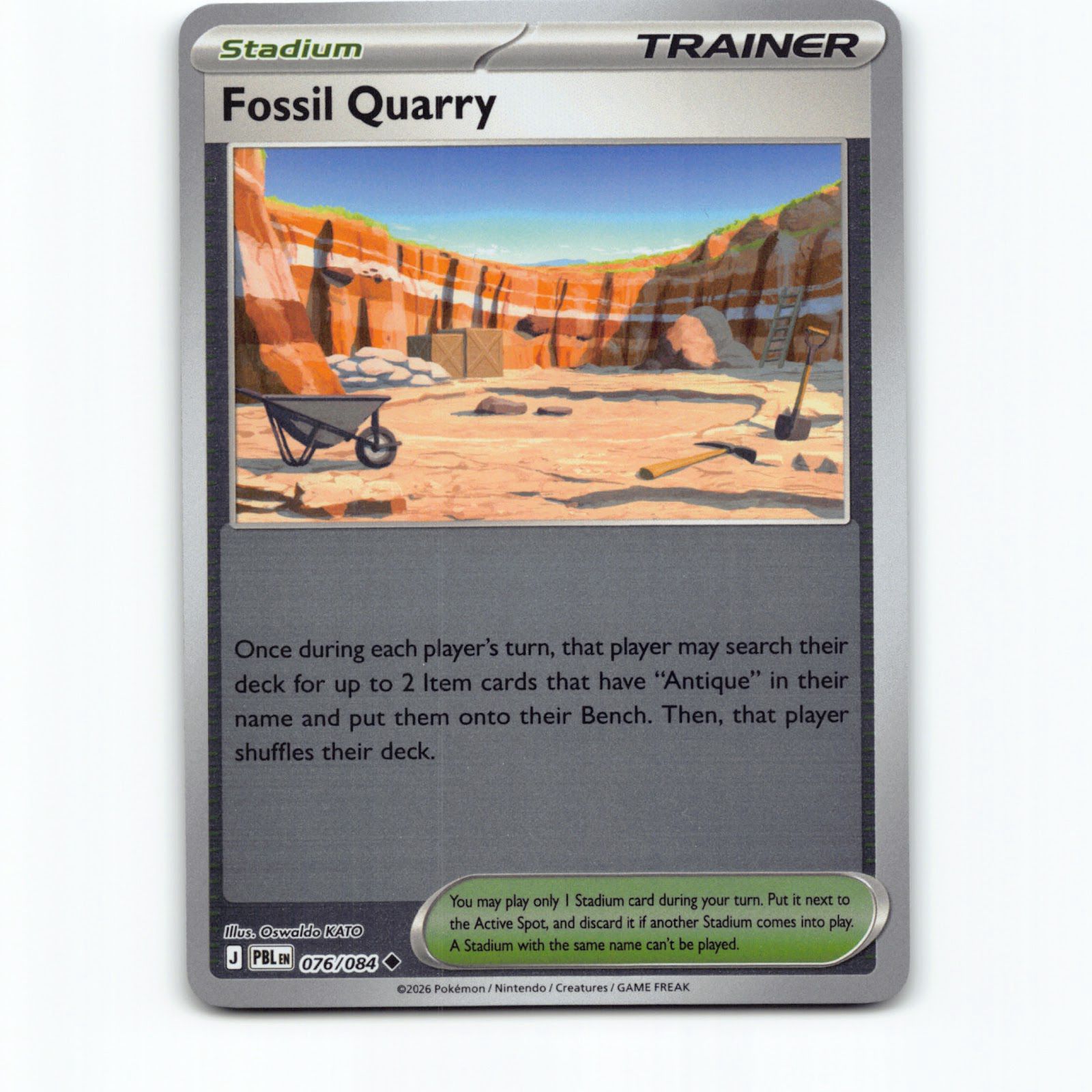 Pokémon Fossil Quarry PBL EN 076/084 Reverse Holo Pokemon Kort Pitch Black Mega