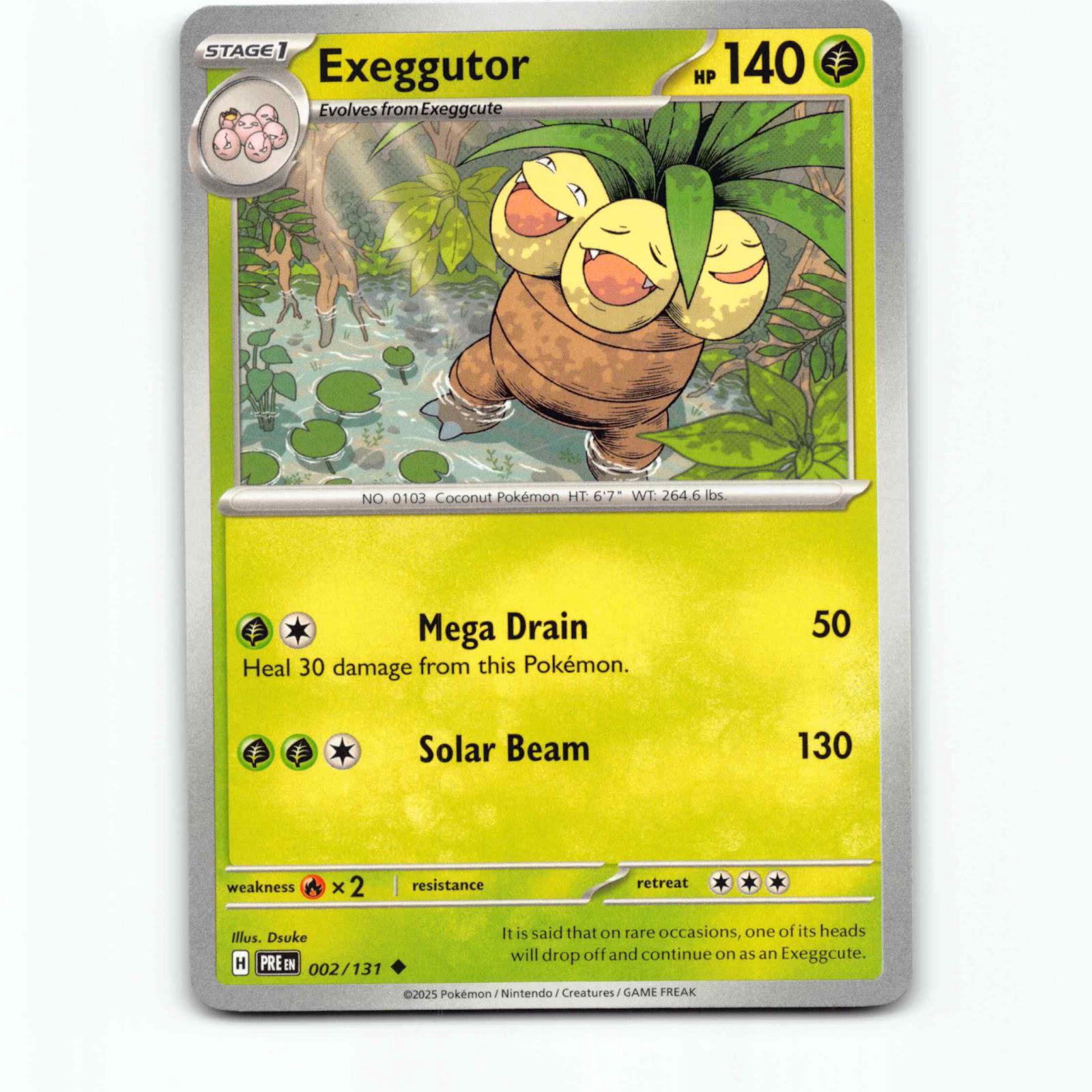 Exeggutor 002/131 Pokémon PRE EN Prismatic Evolutions Pokemon Kort Scarlet & Vio