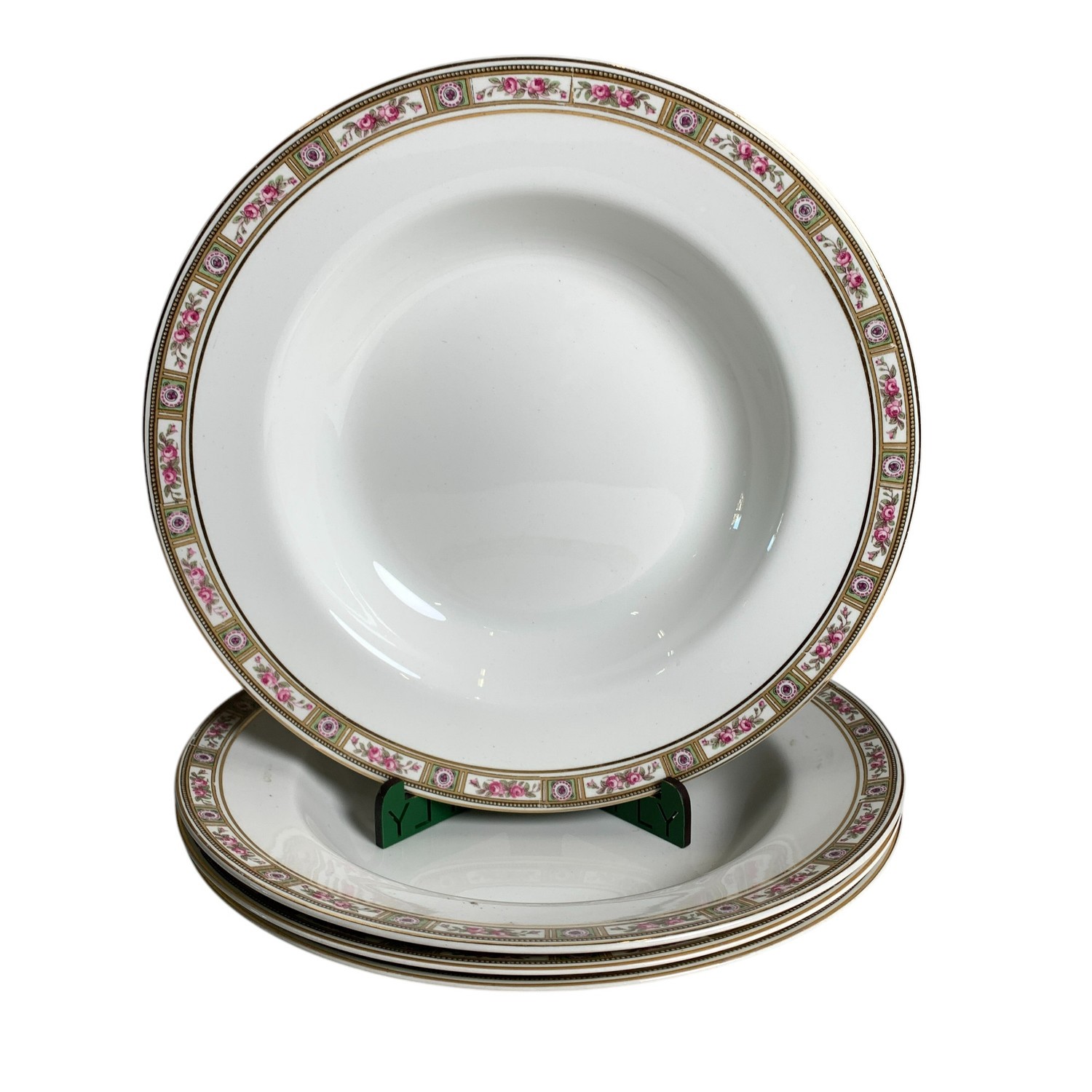 Johnson Bros England 4st Djupa Tallrikar 25,5cm Guldkant Rosor Tallrikar