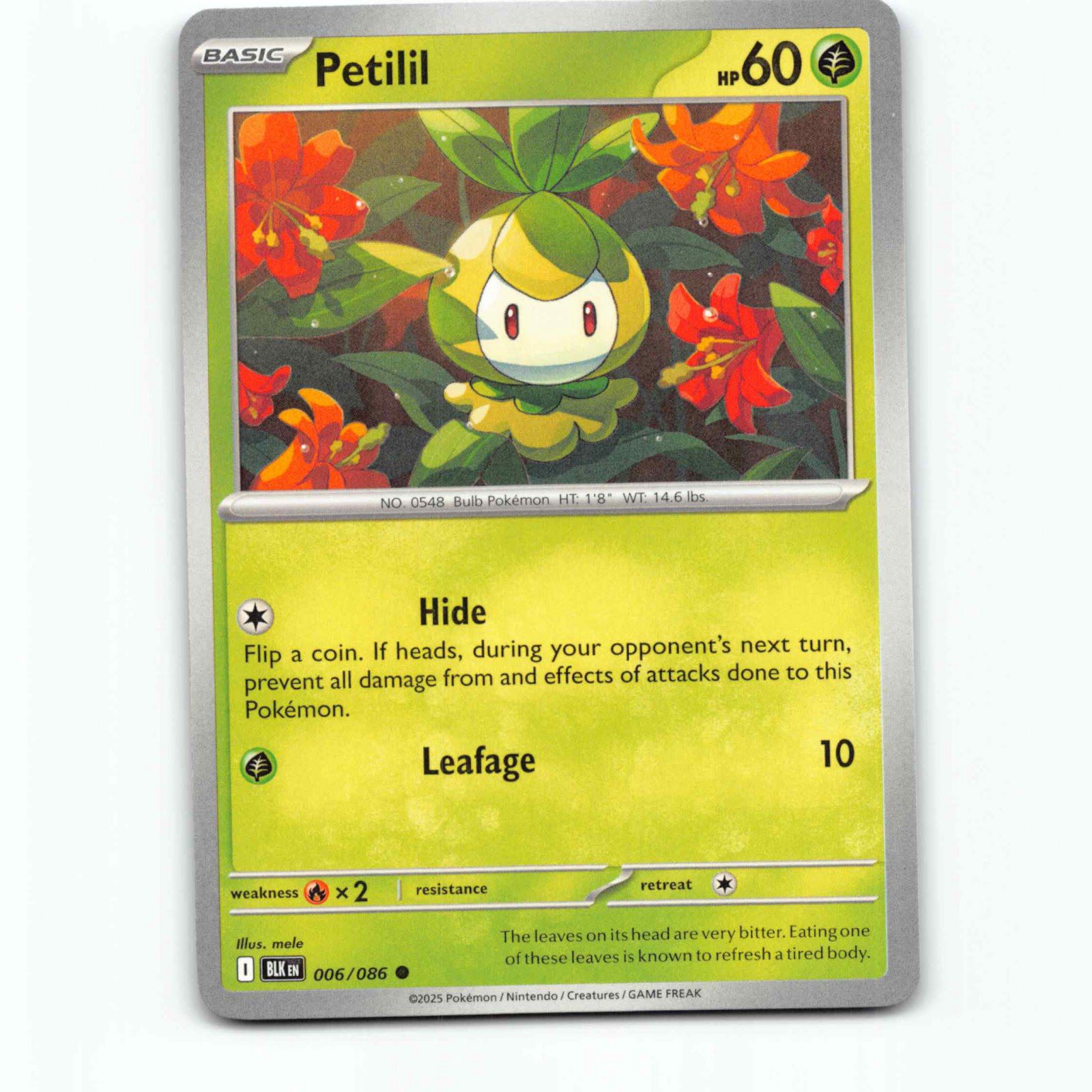 Petilil 006/086 Pokémon BLK EN Black Bolt Pokemon Kort Scarlet & Violet