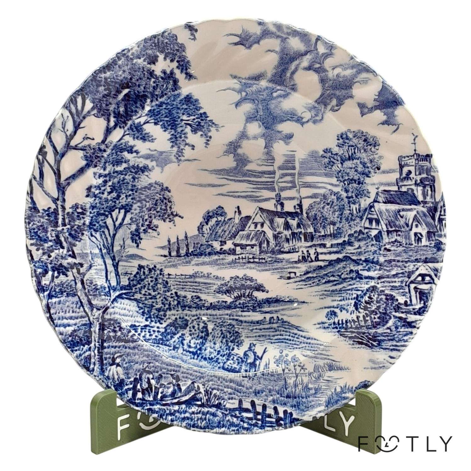 Ridgway Meadowsweet Skål Vintage England Blå Vit Porslin Ironstone Staffordshire