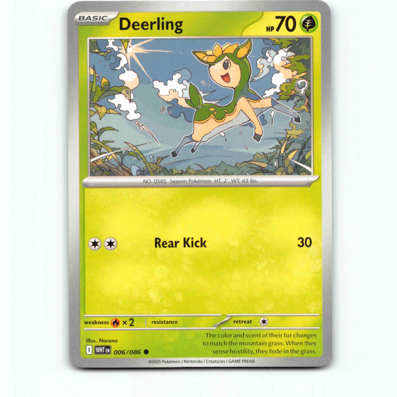 Deerling 006/086 Pokémon WHT EN White Flare Pokemon Kort Scarlet & Violet