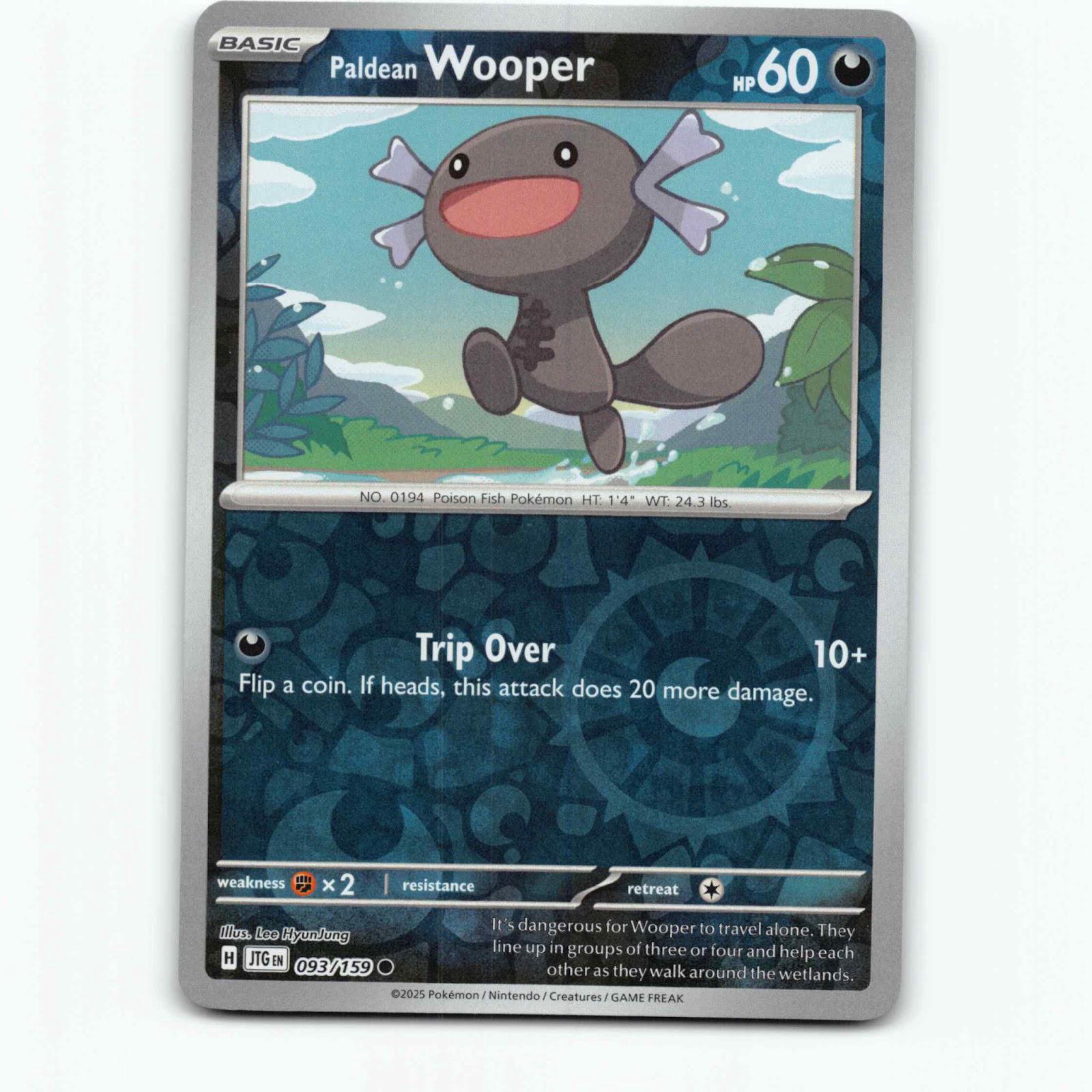Paldean Wooper 093/159 Pokémon Reverse Holo JTG EN Journey Together Pokemon Kort