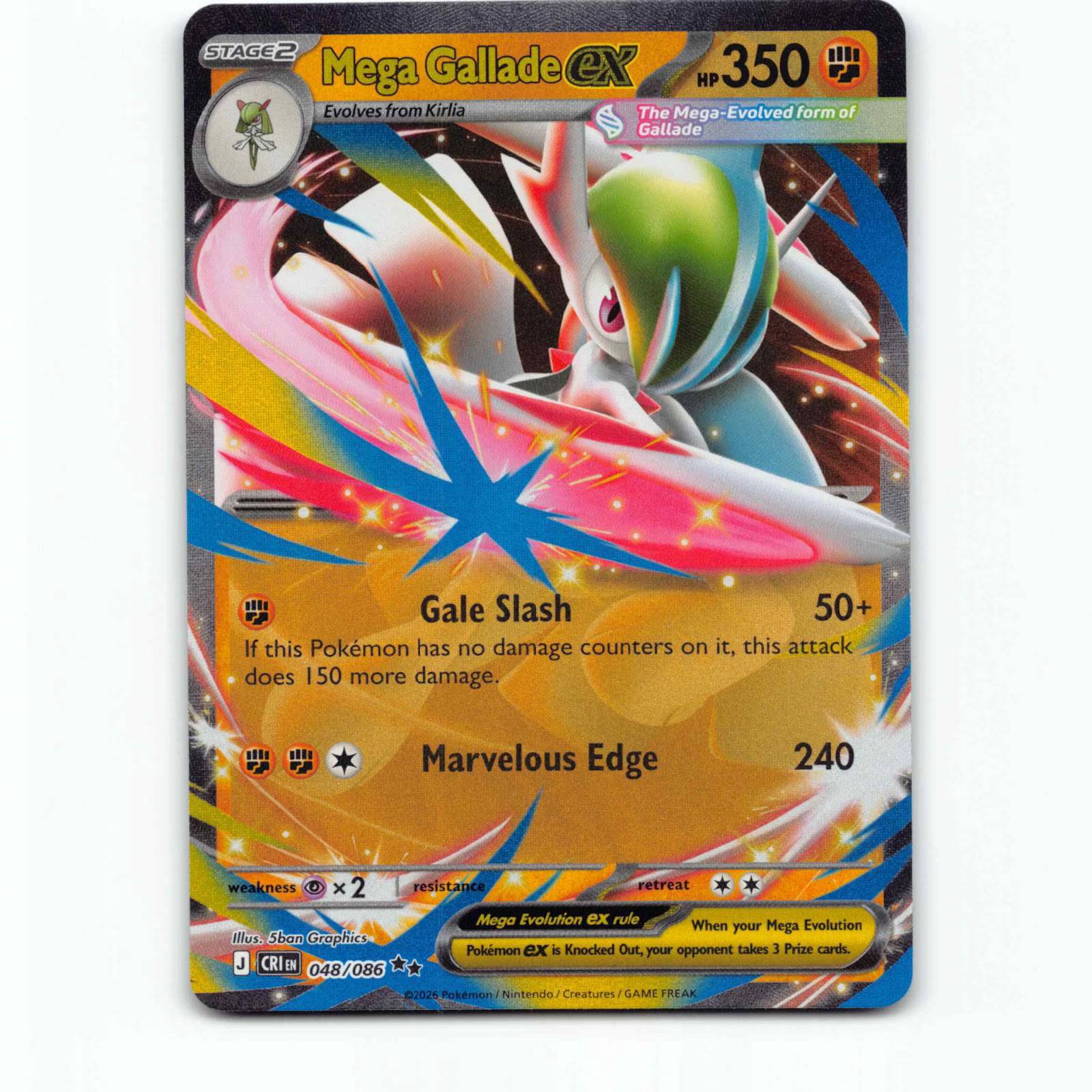 Mega Gallade ex 48 Double Rare Pokémon CRI EN 048/086 Chaos Rising Pokemon Kort
