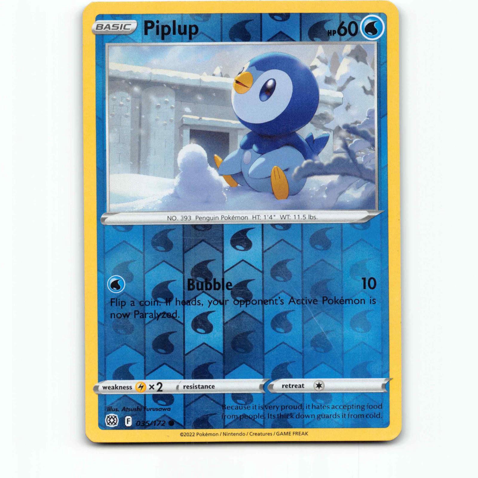 Piplup 35 Reverse Holo Pokémon BRS EN 035/172 Brilliant Stars Pokemon Kort