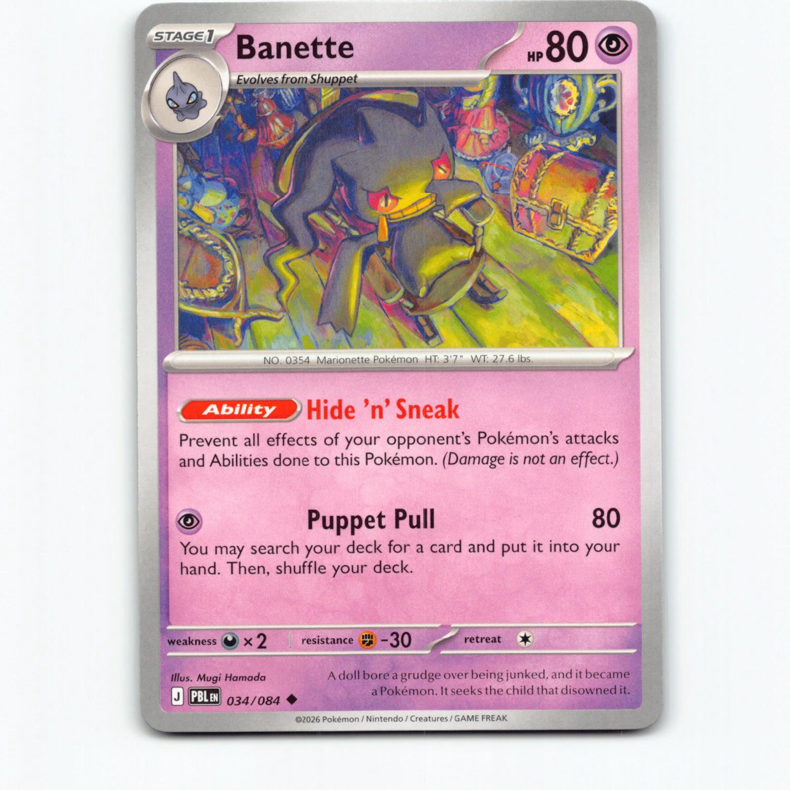 Banette 034/084 Pokémon PBL EN Pitch Black Pokemon Kort Mega Evolution